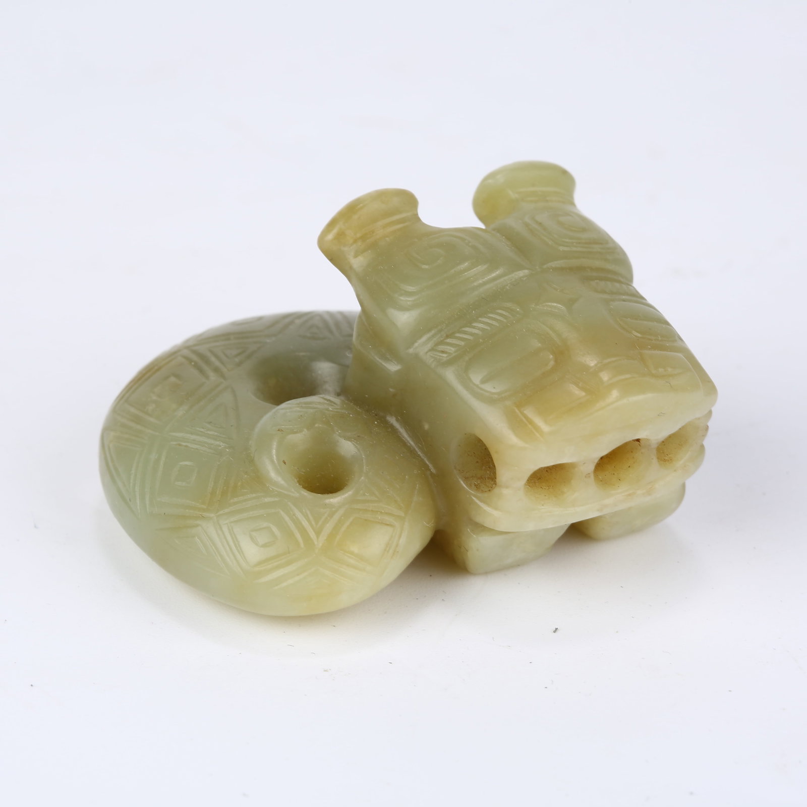 A ANCIENT JADE AUSPICIOUS BEAST PENDANT (1 of 8)