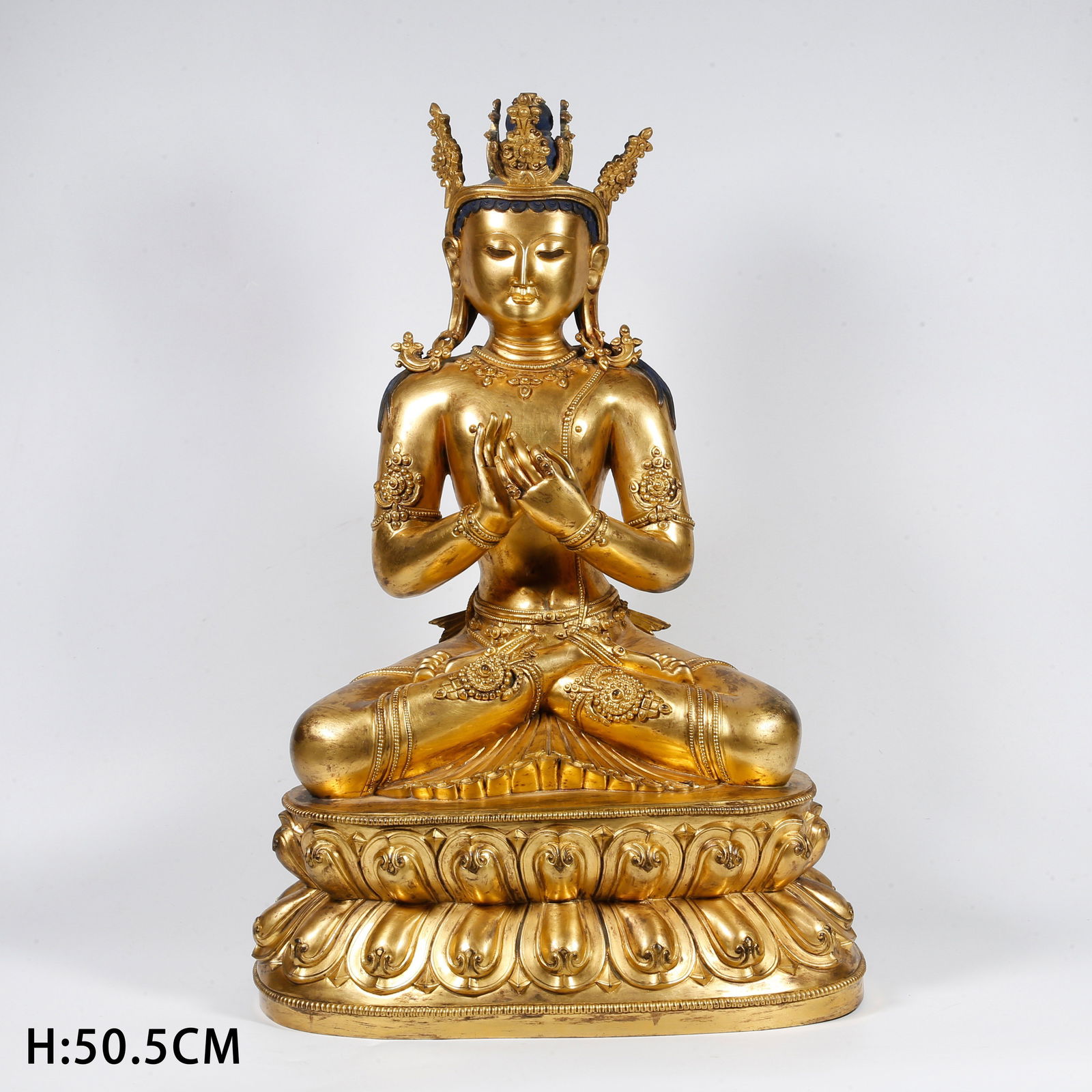 A GILT-BRONZE VAJRA MAH?K?LA STATUE: Gilt-bronze Vajra Mah?k?la statue