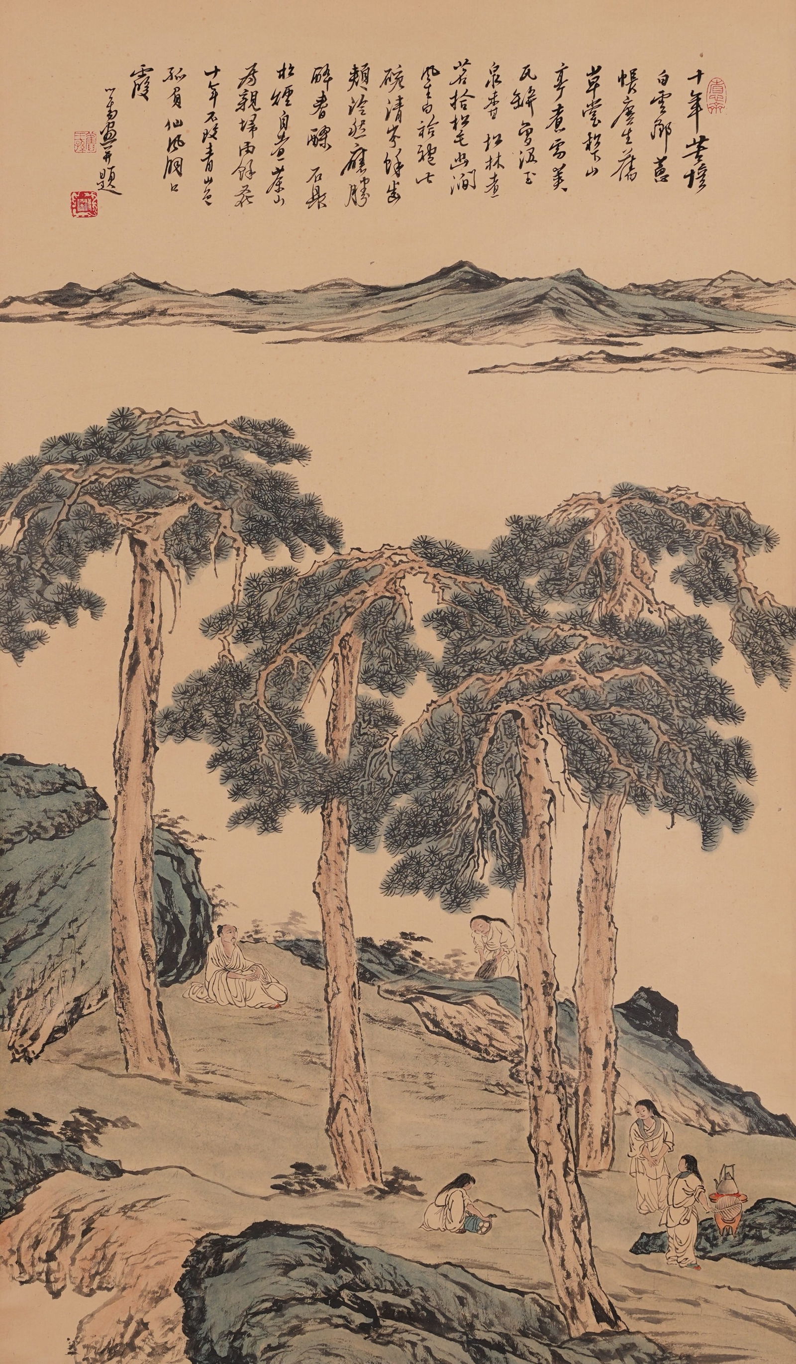 A LANDSCAPE PAINTING ON PAPER BY PU RU.溥儒: Landscape Painting on Paper by Pu Ru.溥儒