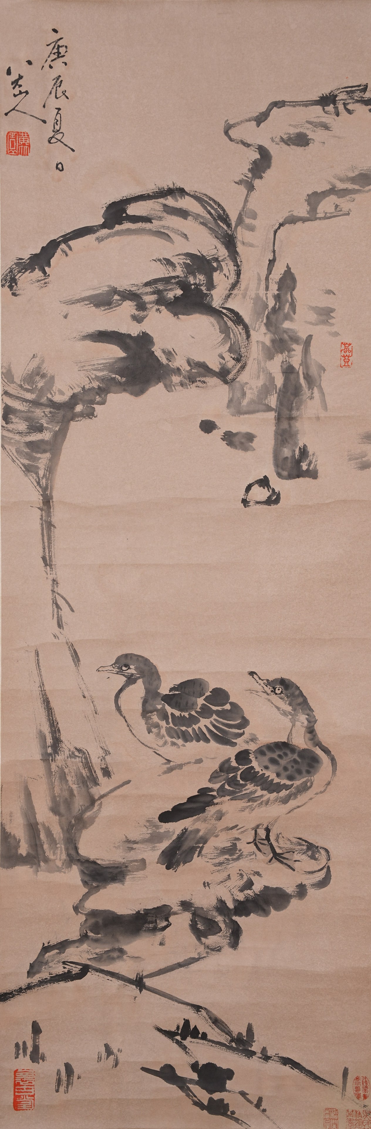 A BIRD PAINTING ON PAPER BY BADA SHANREN.八大山人 (1 of 11)