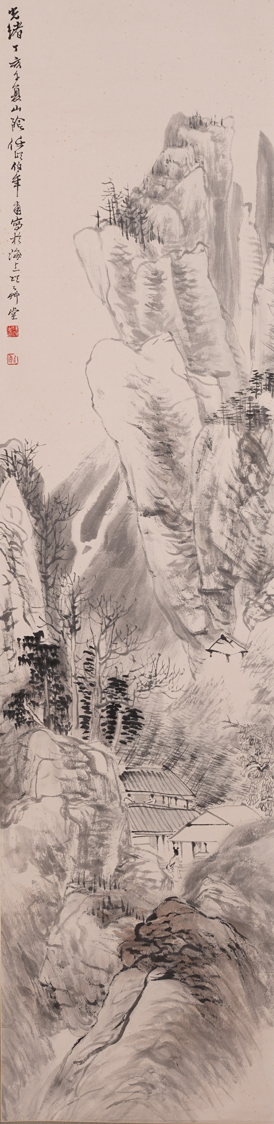 A LANDSCAPE PAINTING ON PAPER BY REN BONIAN.任伯年: Landscape painting on paper by Ren Bonian.任伯年