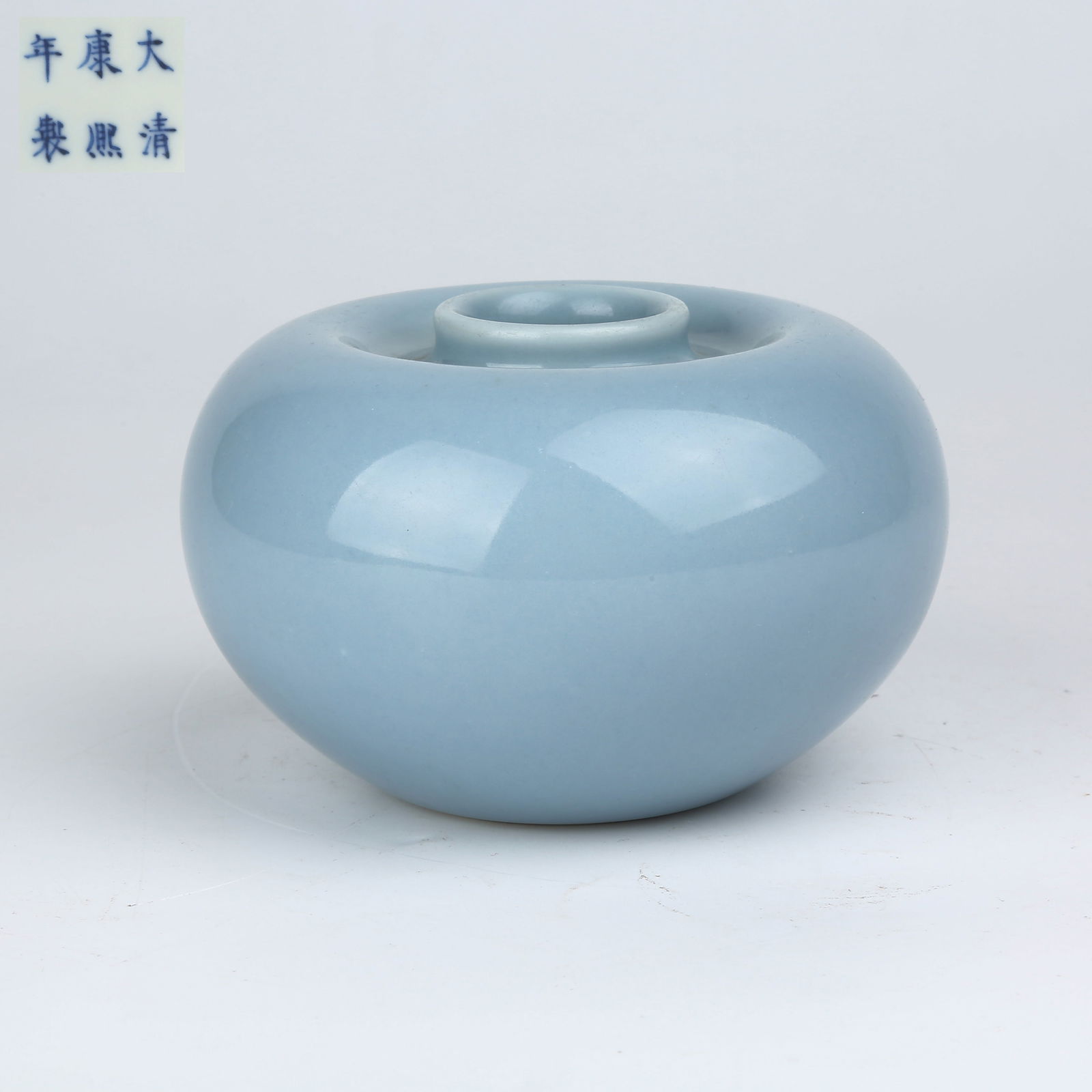 A SKY BLUE GLAZE APPLE-SHAPED ZUN: Sky blue glaze apple-shaped zun