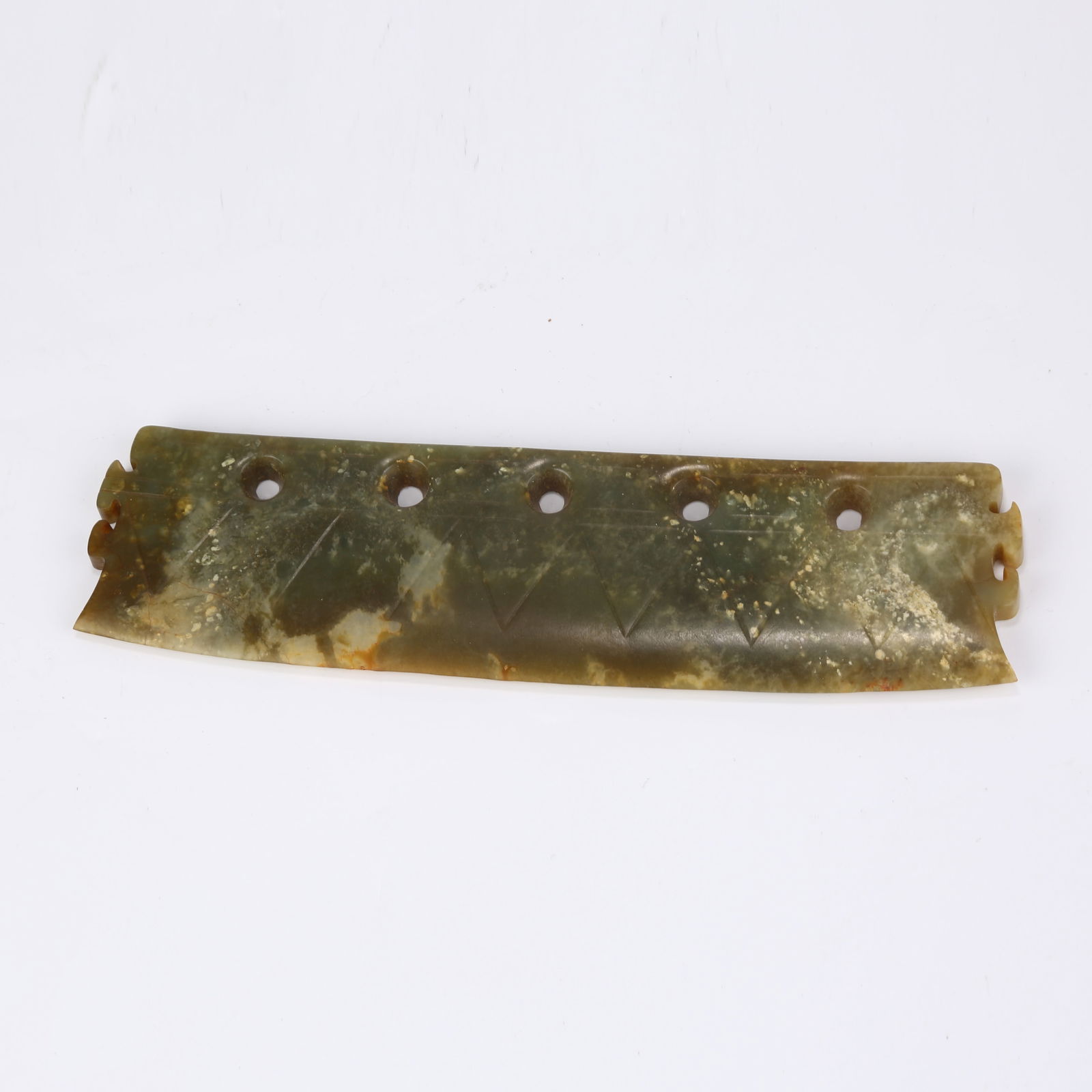 A ANCIENT JADE FIVE-HOLE KNIFE: Ancient Jade Five-Hole Knife