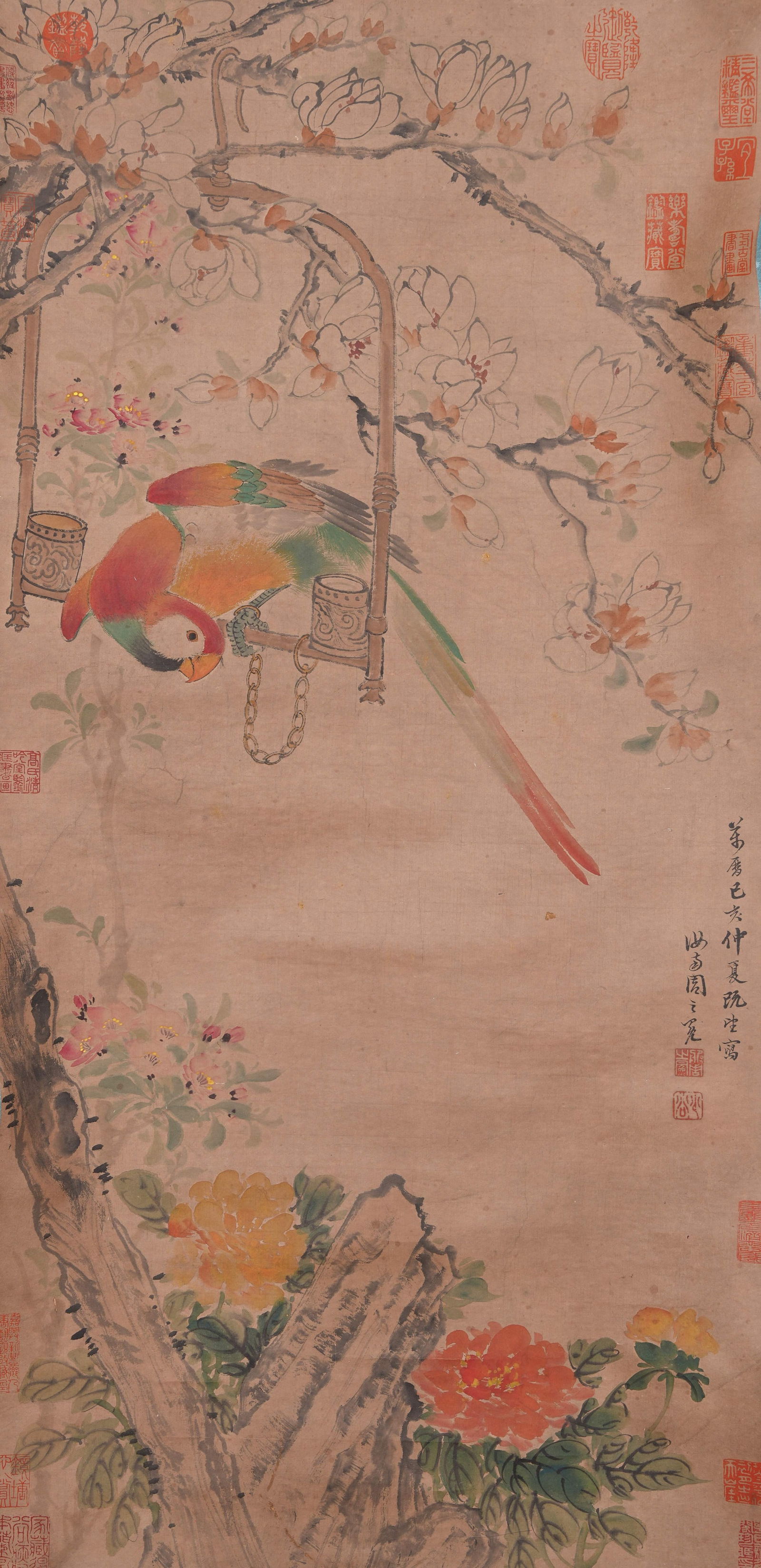 A FLOWER-AND-BIRD PAINTING ON PAPER BY ZHOU ZHIMIAN.周之冕 (1 of 9)