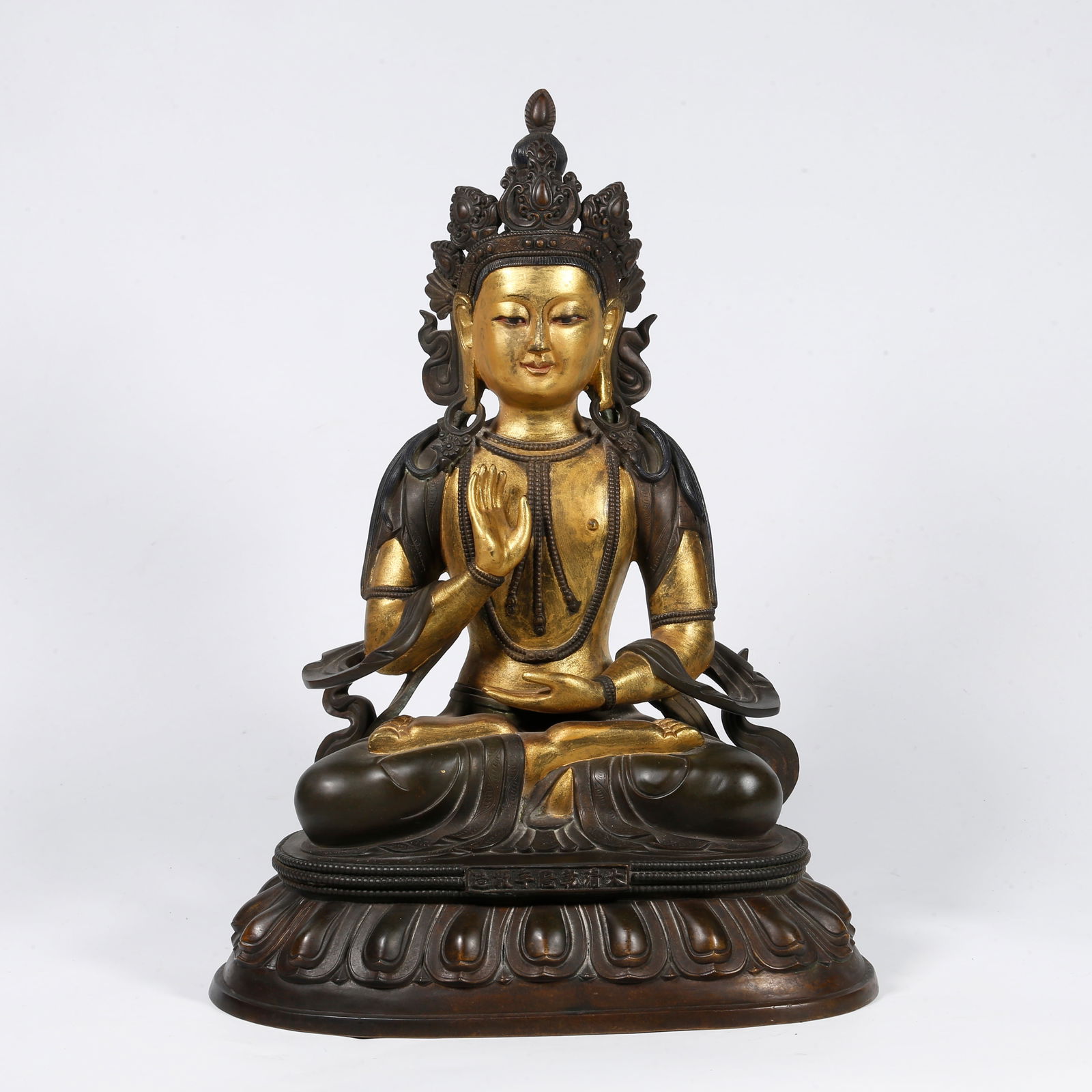 A GILT-BRONZE BUDDHA STATUE (PARTIALLY GILDED) (1 of 9)