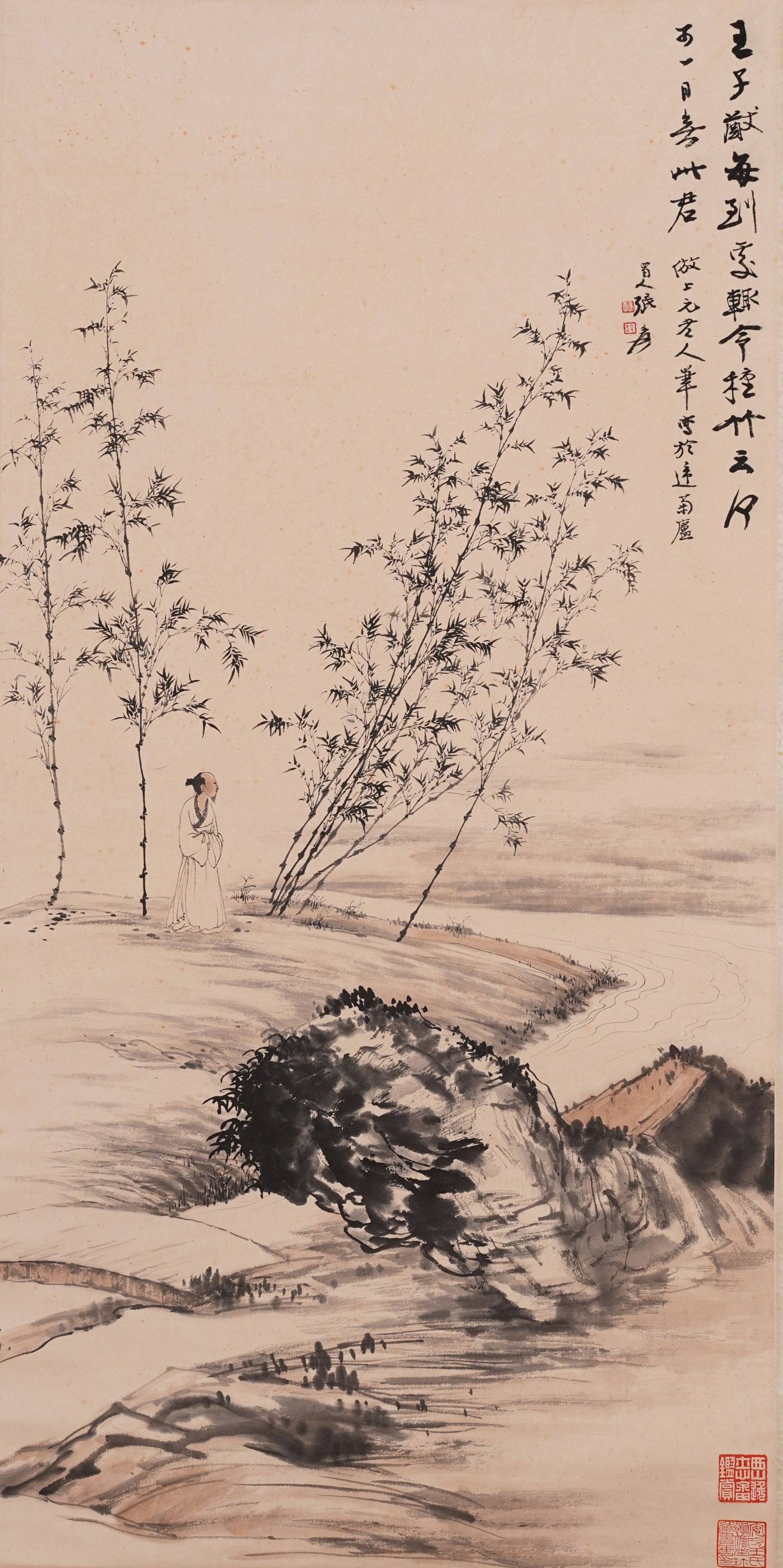 A LANDSCAPE PAINTING ON PAPER BY ZHANG DAQIAN.張大千 (1 of 9)