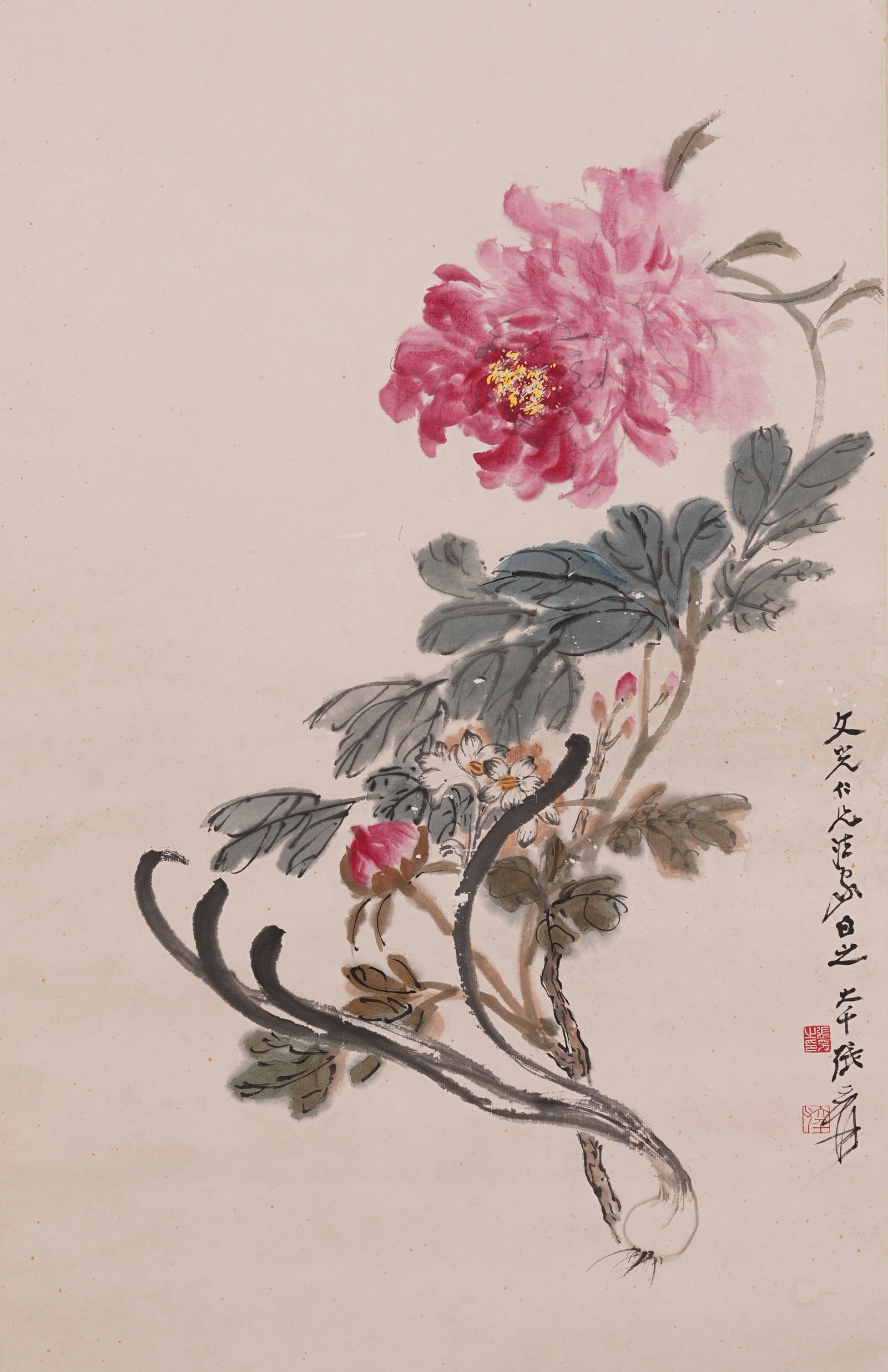 A FLOWER PAINTING ON PAPER BY ZHANG DAQIAN.張大千 (1 of 8)