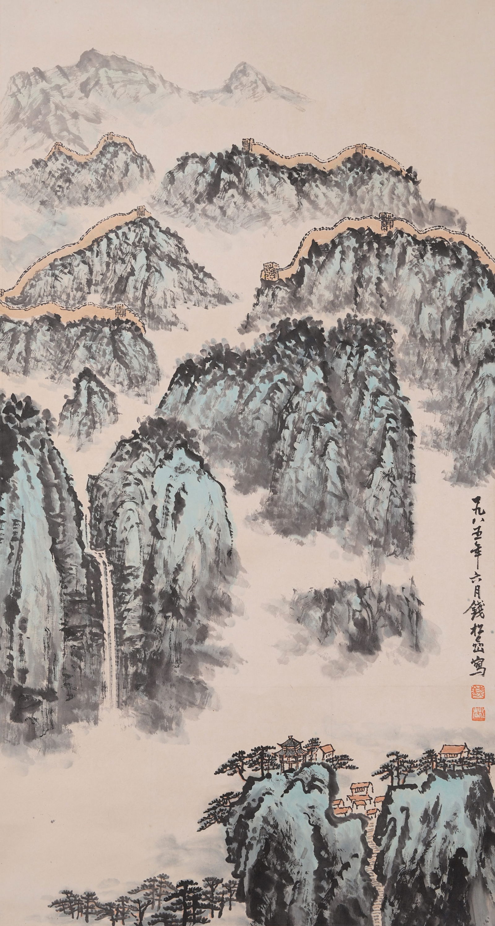 A LANDSCAPE PAINTING ON PAPER BY QIAN SONGYAN.錢松岩 (1 of 9)