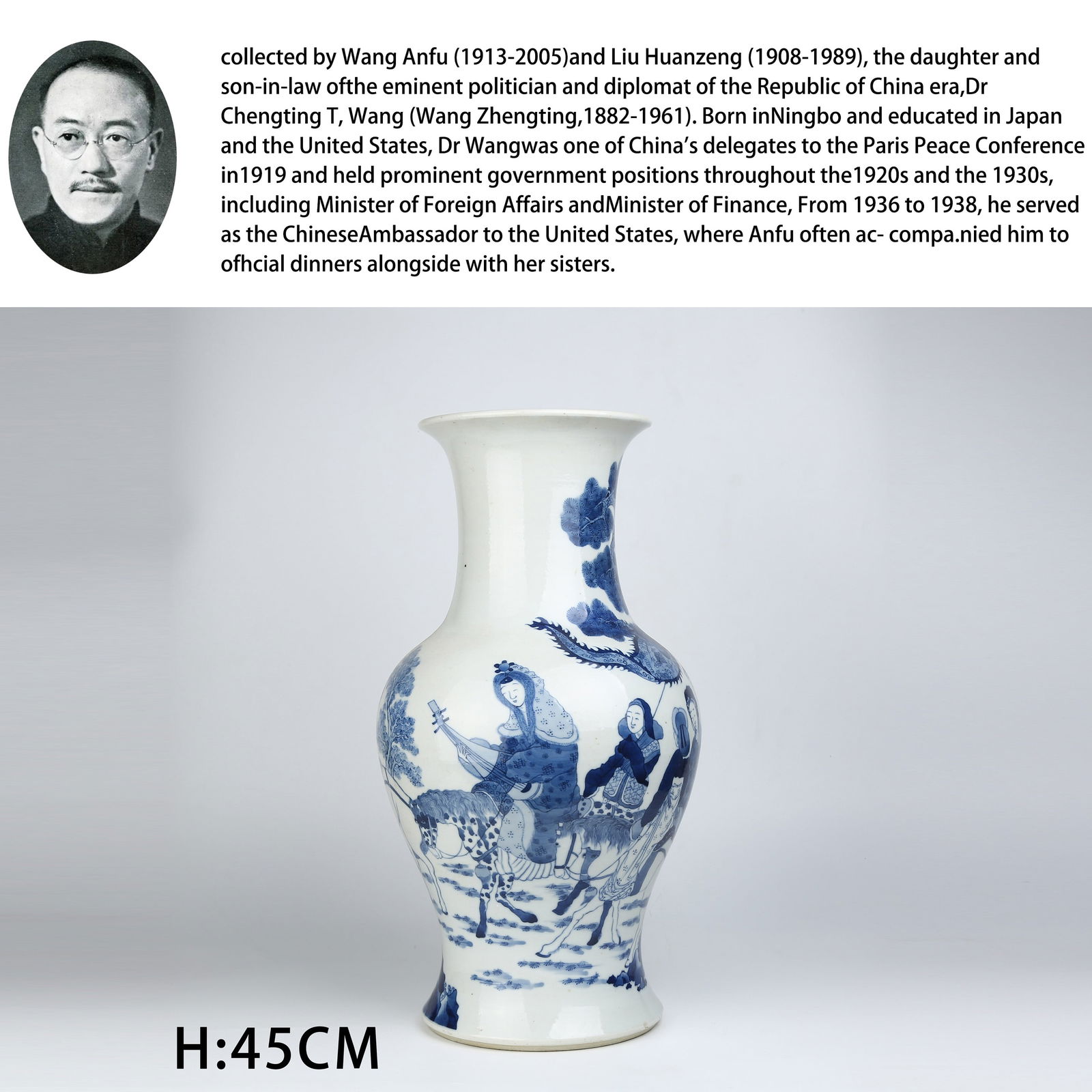 A BLUE AND WHITE GUANYIN VASE WITH FIGURATIVE STORY DESIGN (1 of 10)
