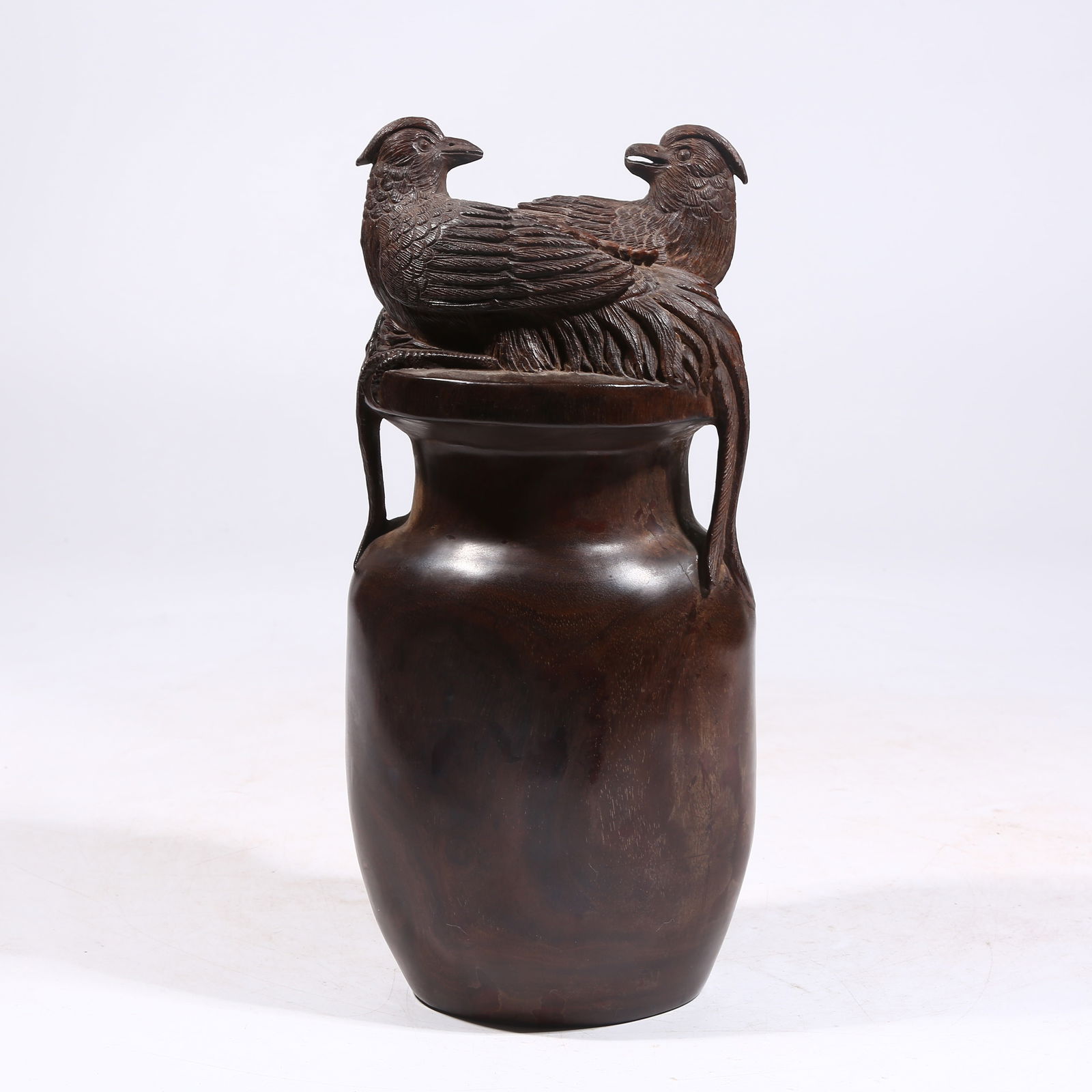 A HUANGHUALI WOOD MANDARIN DUCK VASE ORNAMENT (1 of 9)