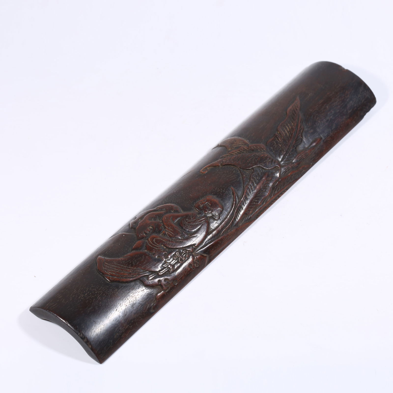 A ZITAN WOOD ARMREST WITH LADIES AND BANANA TREE DESIGN (1 of 10)
