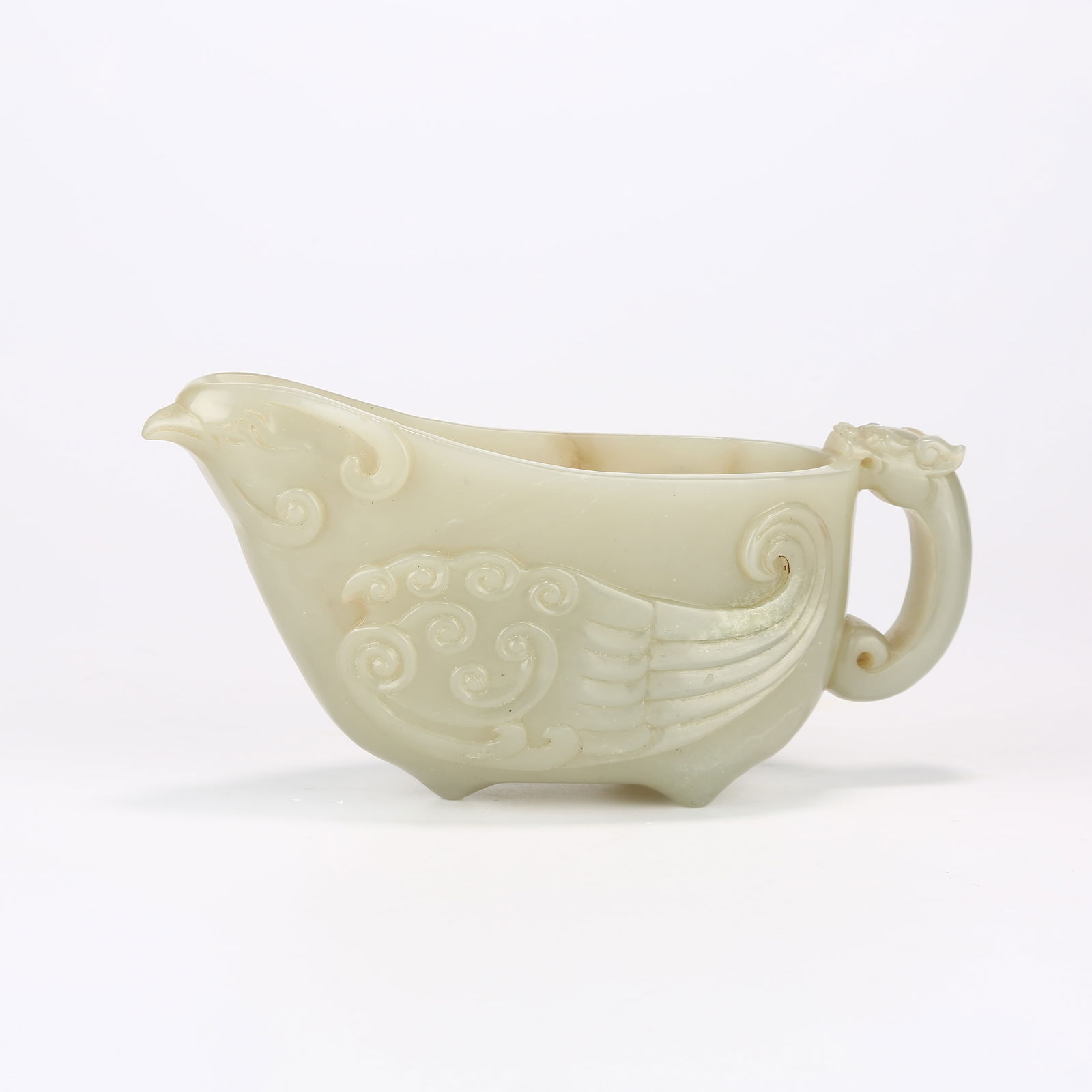 A HETIAN JADE EWER CUP WITH DRAGON HANDLE (1 of 8)