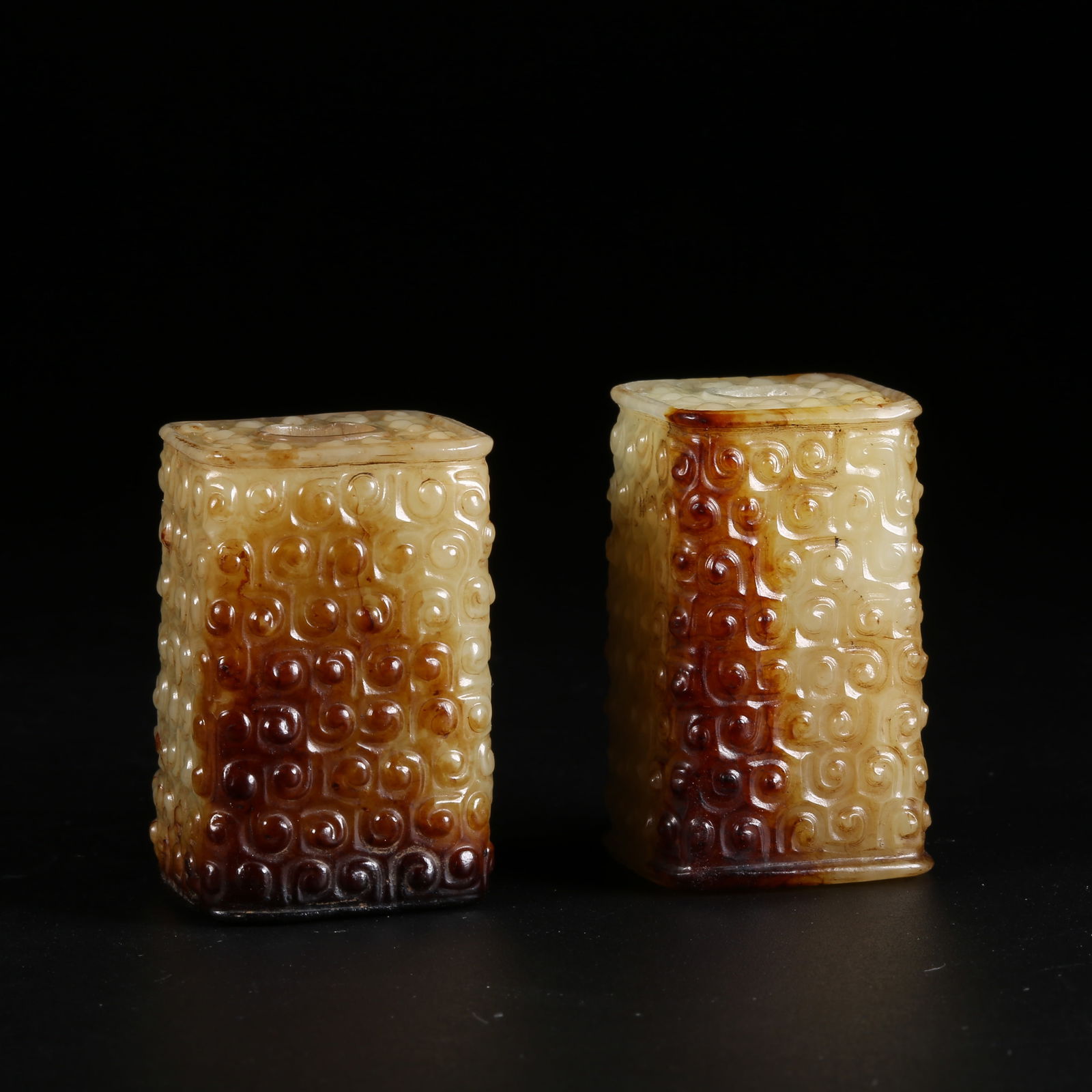 A SET OF ARCHAIC JADE "LEZI" (RESTRAINING ORNAMENTS) (1 of 10)