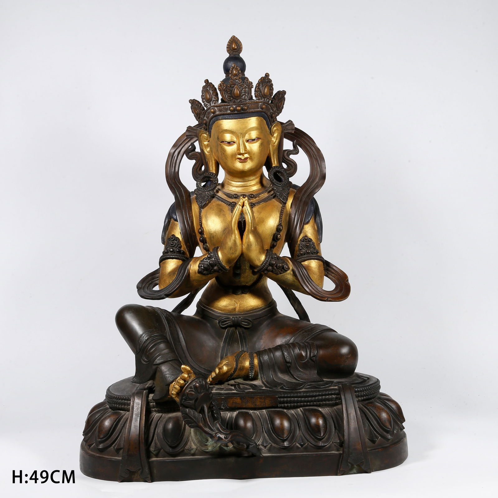 A GILT-BRONZE TARA STATUE (PARTIALLY GILDED) (1 of 10)