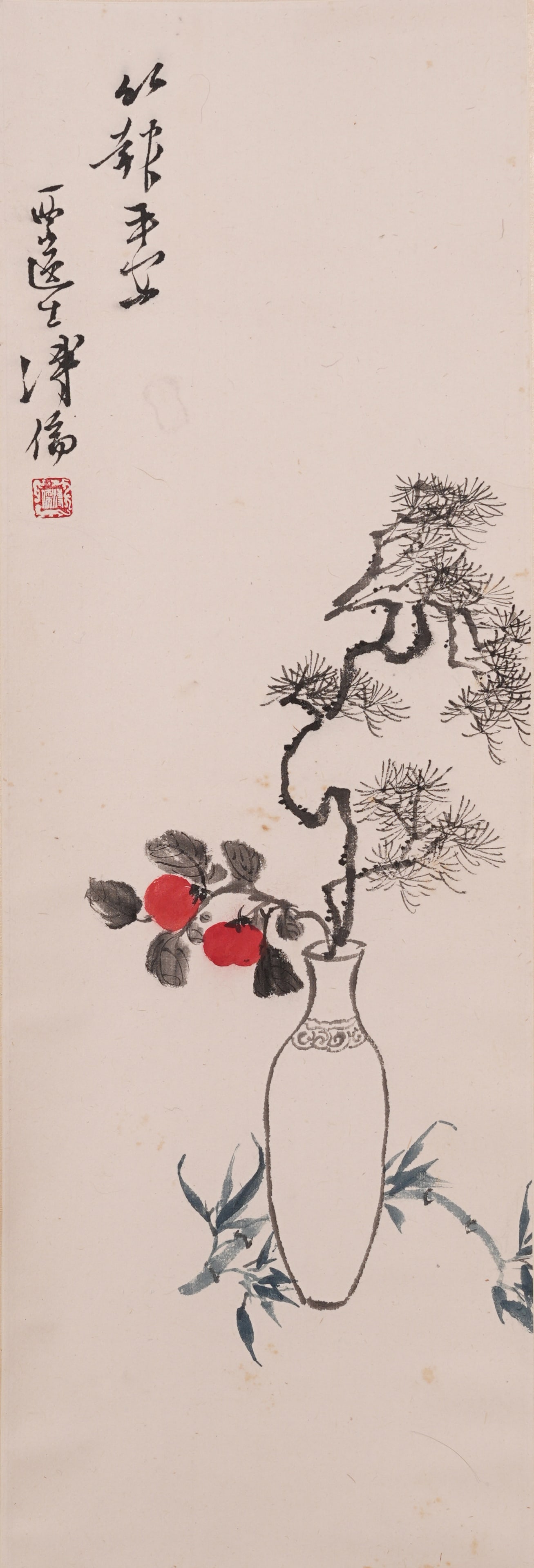 A STILL-LIFE (QINGGONG) PAINTING ON PAPER BY PU RU.溥儒 (1 of 7)