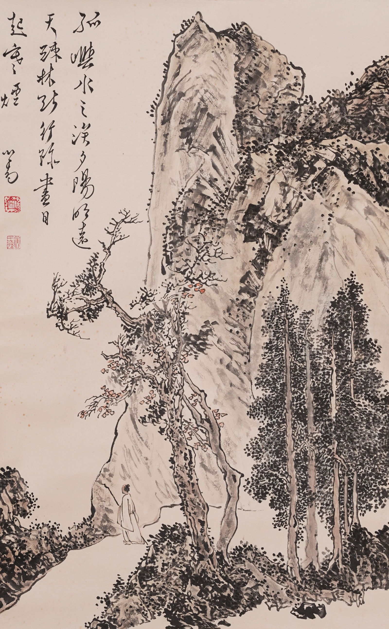 A LANDSCAPE PAINTING ON PAPER BY PU RU.溥儒: Landscape Painting on Paper by Pu Ru.溥儒