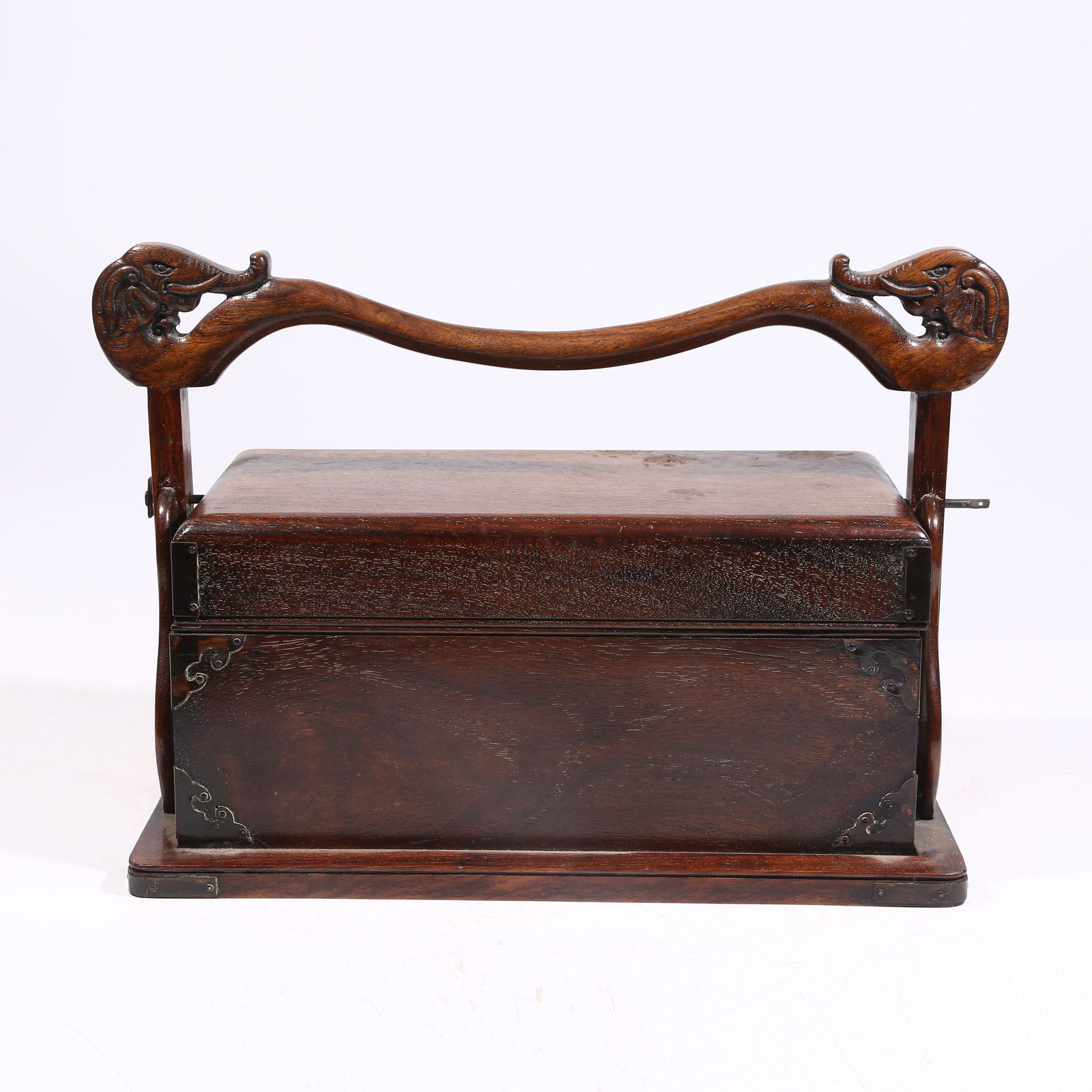 A HUANGHUALI WOOD HAND-CARRIED COVERED BOX (1 of 8)