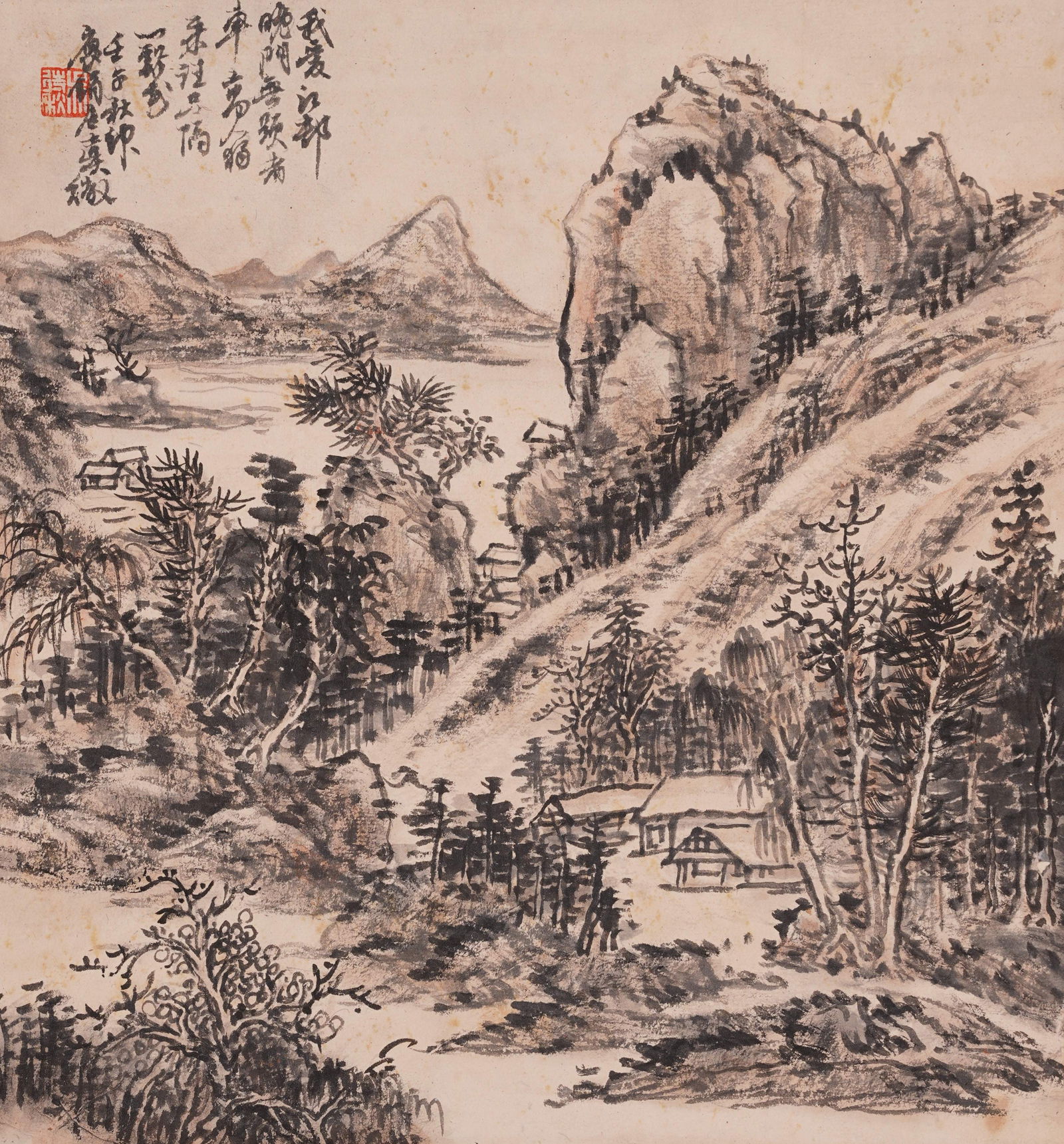A LANDSCAPE PAINTING ON PAPER BY WU ZHENG.吳徵 (1 of 10)