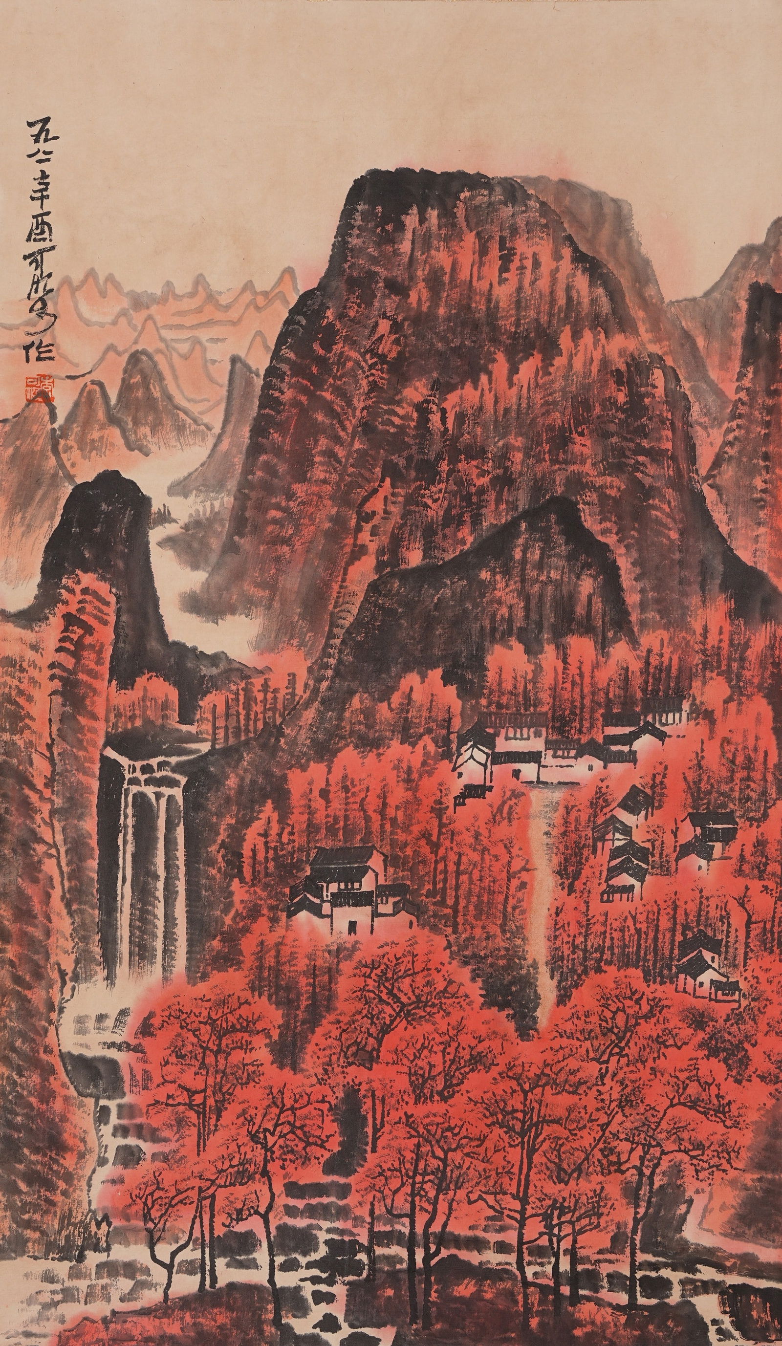 A LANDSCAPE PAINTING ON PAPER BY LI KERAN.李可染: Landscape painting on paper by Li Keran.李可染