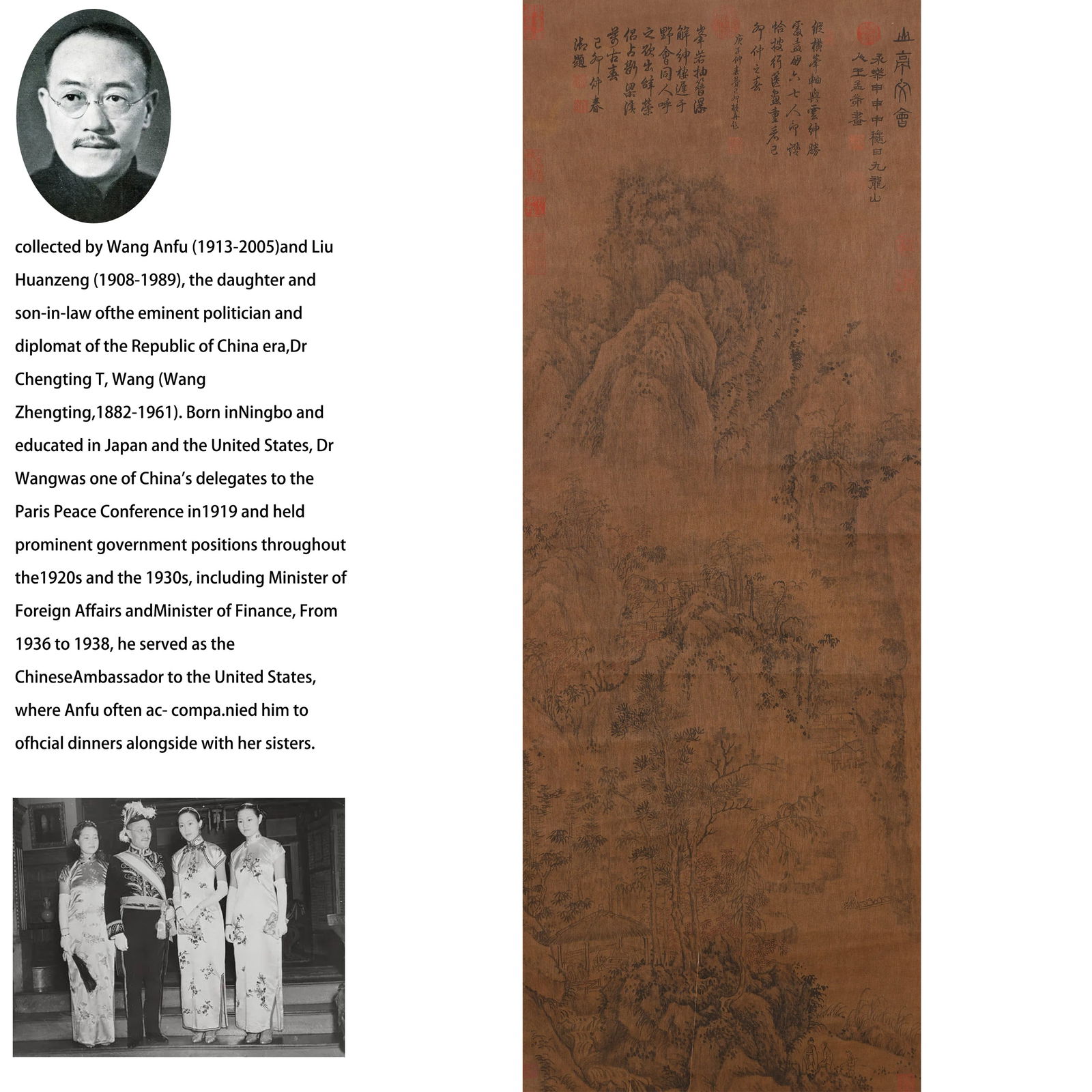 A LANDSCAPE PAINTING ON SILK BY WANG XIMENG.王希孟: Landscape painting on silk by Wang Ximeng.王希孟 PROVENANCE:From the family of Wang Anfu (1913–2005) and her husband, Liu Huanzeng (1908–1989), descendants of the renowned Republ