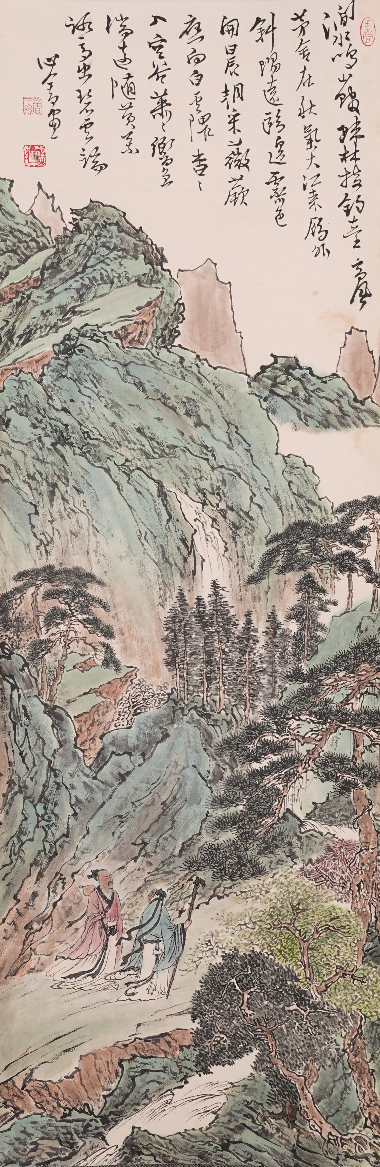 A LANDSCAPE AND FIGURE PAINTING ON PAPER BY PU RU.溥儒 (1 of 9)