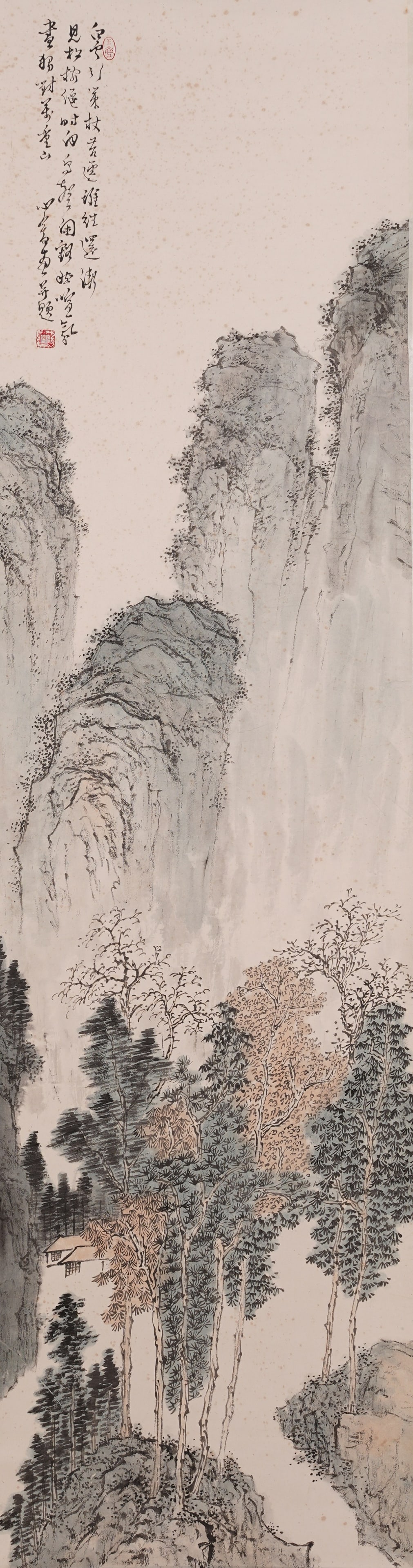 A LANDSCAPE PAINTING ON PAPER BY PU RU.溥儒: Landscape Painting on Paper by Pu Ru.溥儒