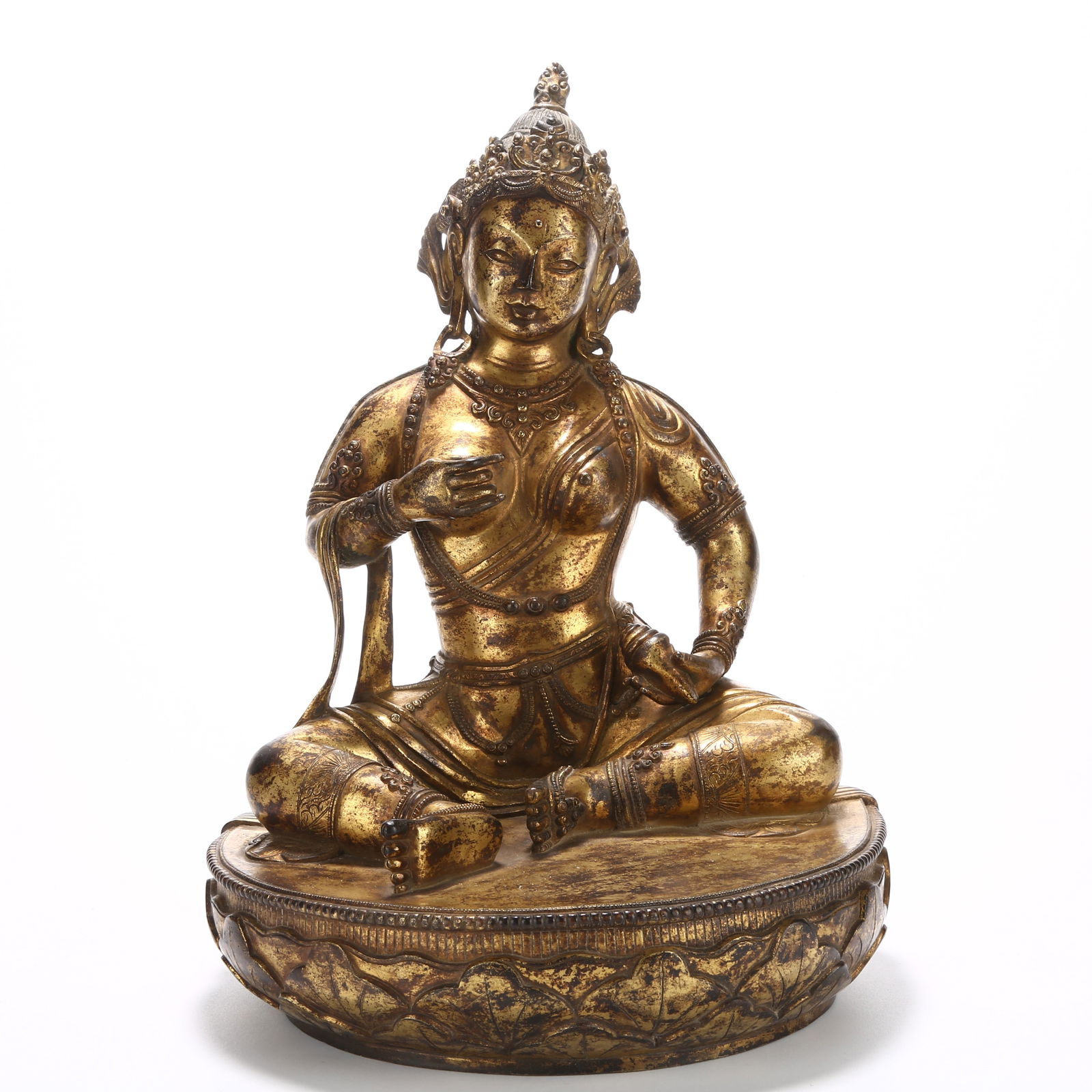 A GILT BRONZE FEMALE MAHASIDDHA STATUE (1 of 9)