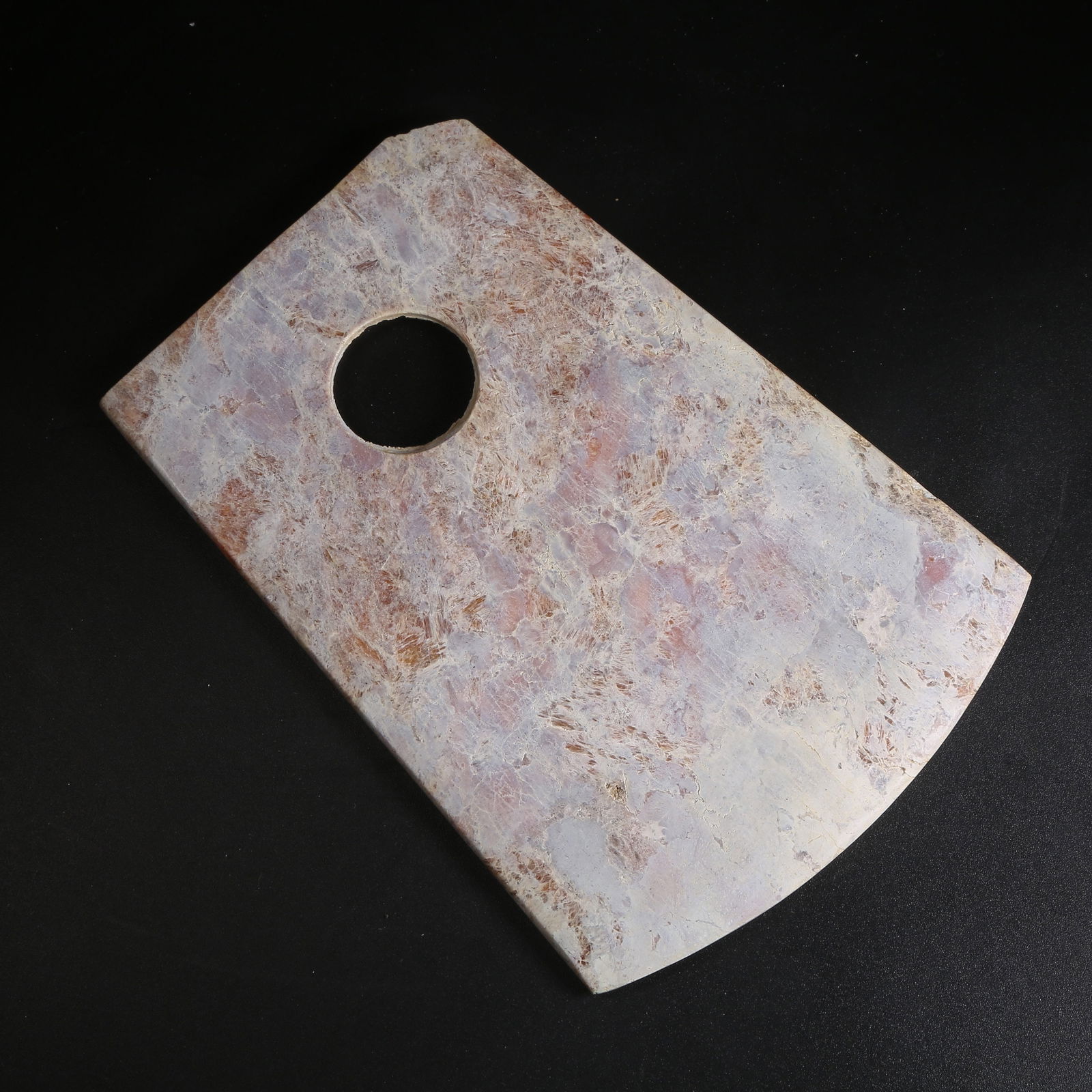 A LIANGZHU CULTURE ARCHAIC JADE YUE AXE: Liangzhu Culture Archaic Jade Yue Axe