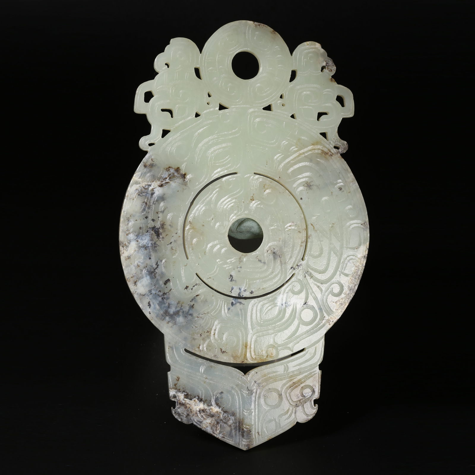 A ARCHAIC JADE BI DISC WITH RAISED RIM (1 of 9)