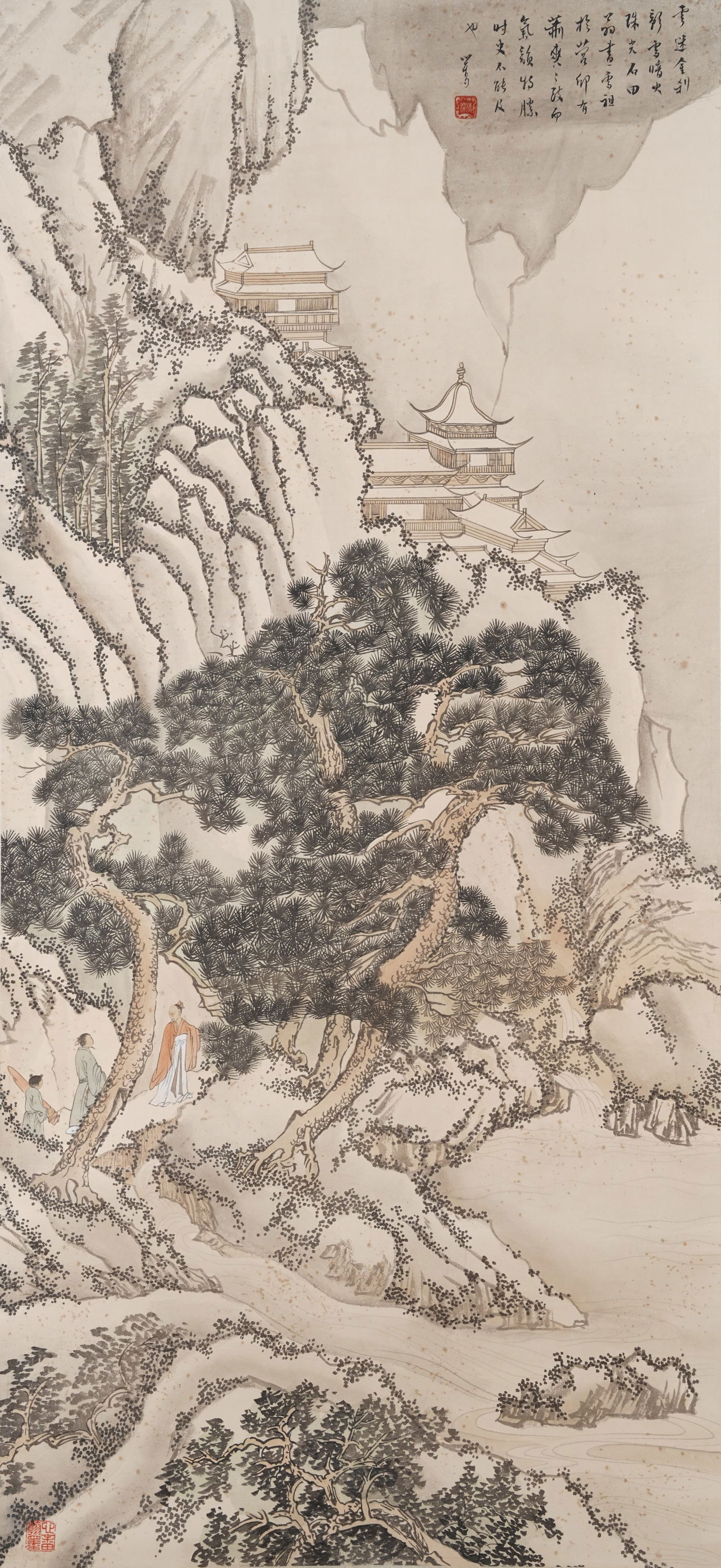 A LANDSCAPE PAINTING ON PAPER BY PU RU.溥儒: Landscape Painting on paper by Pu Ru.溥儒