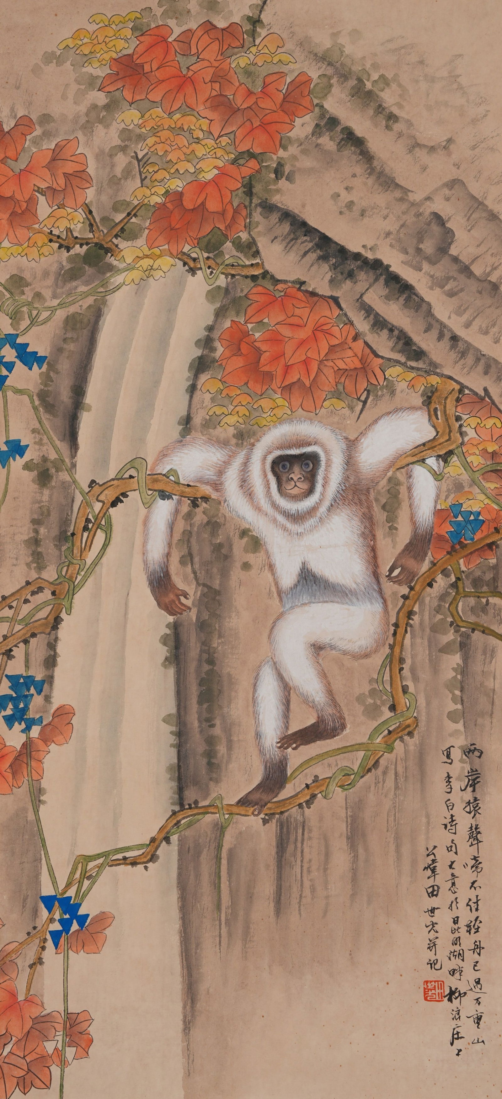 A MONKEY PAINTING ON PAPER BY TIAN SHIGUANG.田世光 (1 of 8)