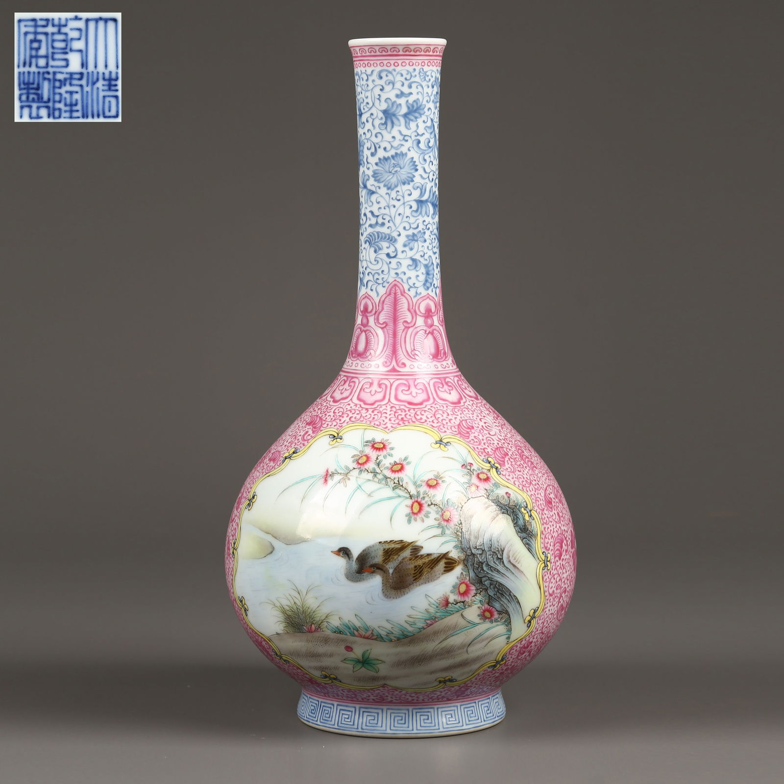 A FAMILLE-ROSE WINDOWED FLOWER AND BIRD PATTERN LANTERN VASE (1 of 12)