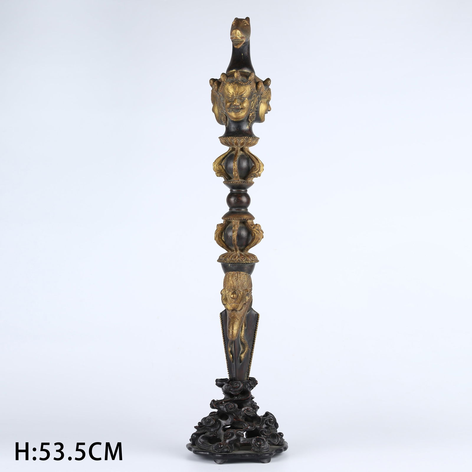 A AGARWOOD GILDED HORSE-HEAD VAJRA RITUAL DAGGER (1 of 16)