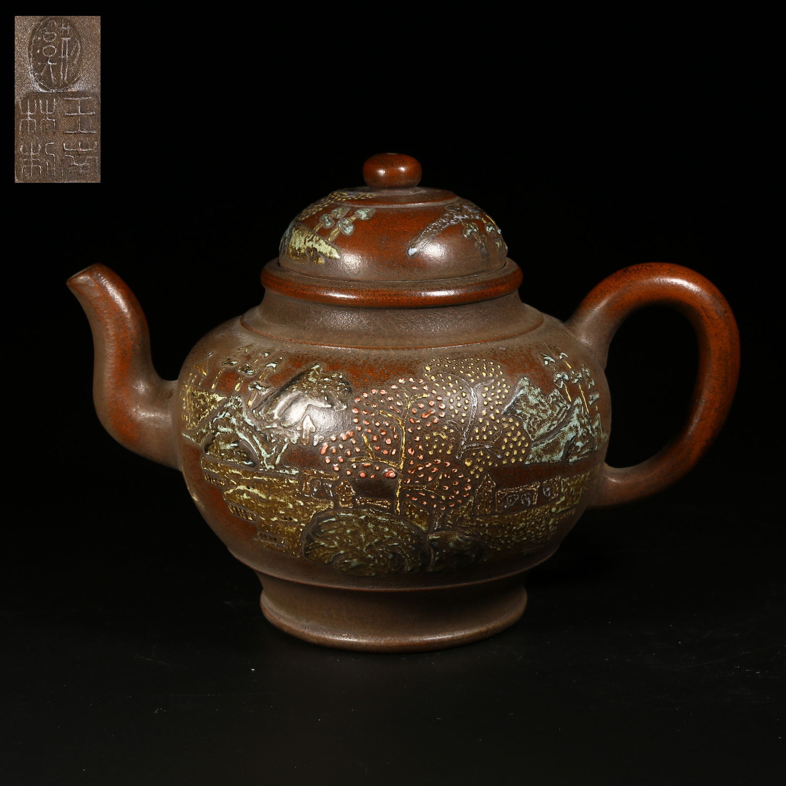 A YIXING ZISHA EWER WITH LANDSCAPE DESIGN (1 of 9)