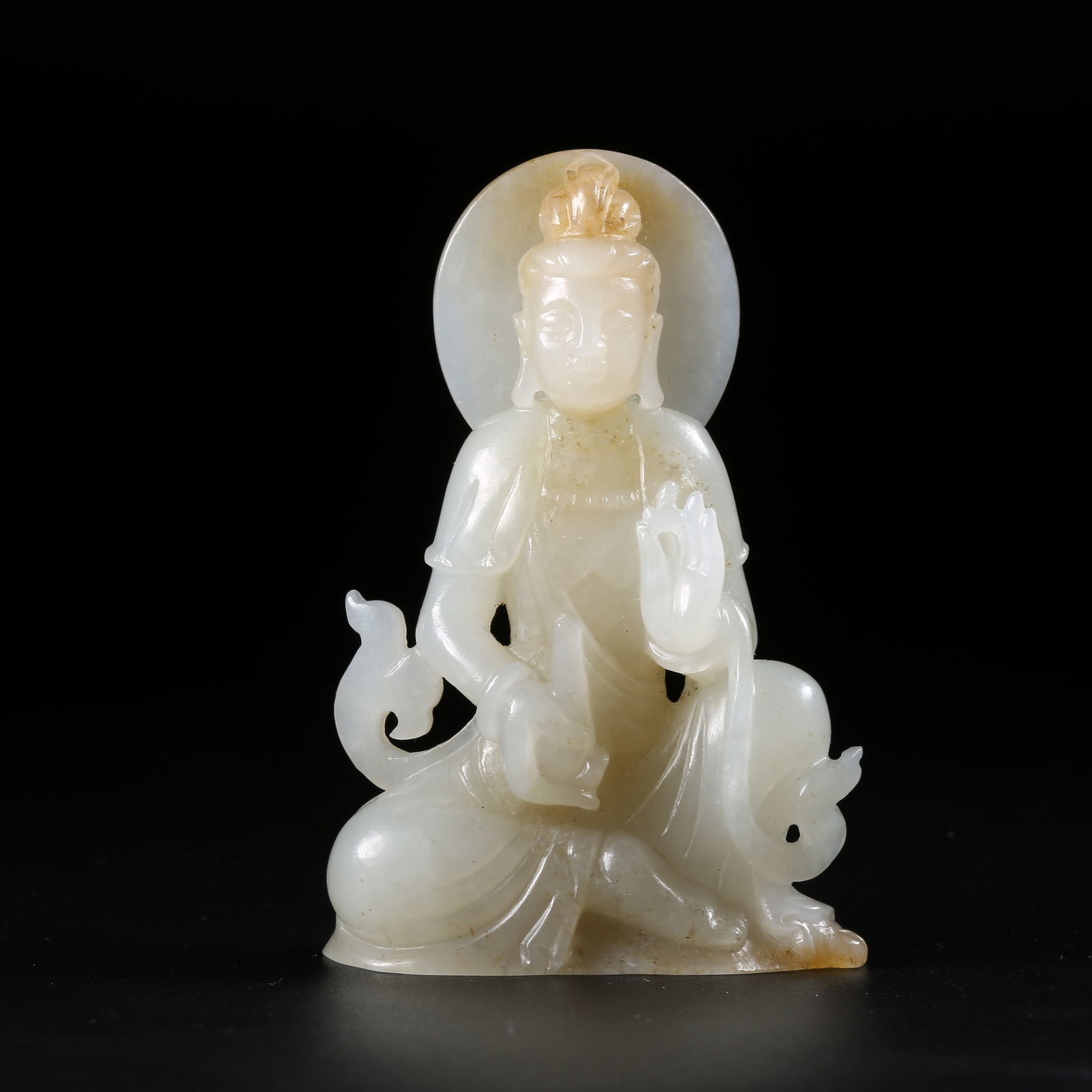 A HETIAN JADE CLEAN-WATER VASE GUANYIN PENDANT (1 of 8)