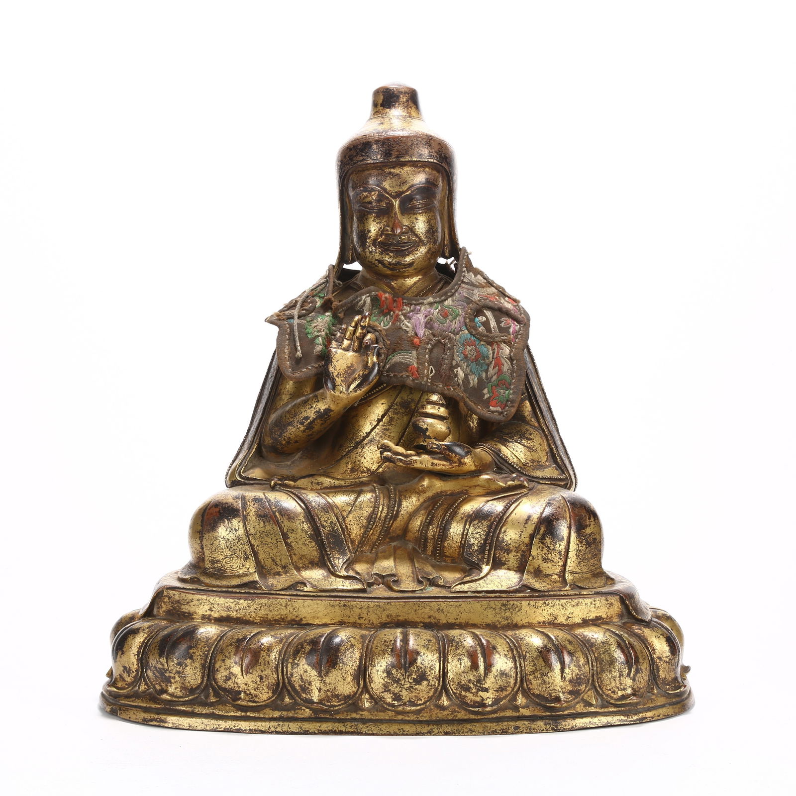 A GILT BRONZE GURU STATUE (1 of 9)