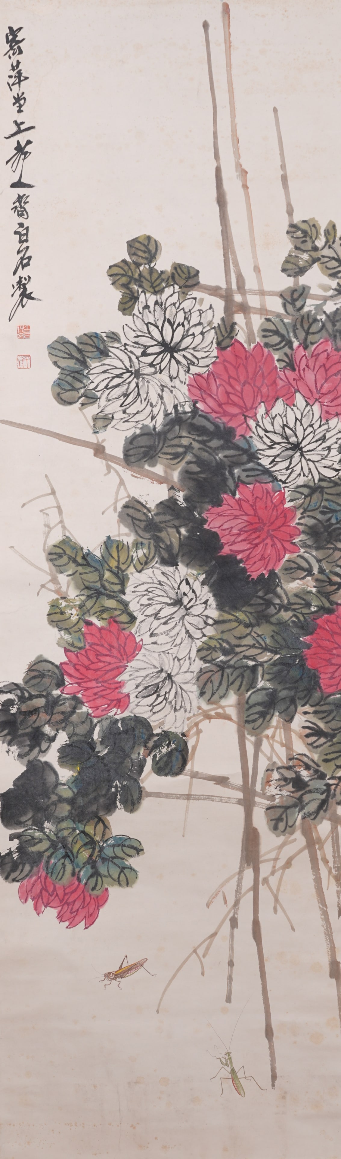 A FLOWER PAINTING ON PAPER BY QI BAISHI.齊白石: Flower Painting on Paper by Qi Baishi.齊白石