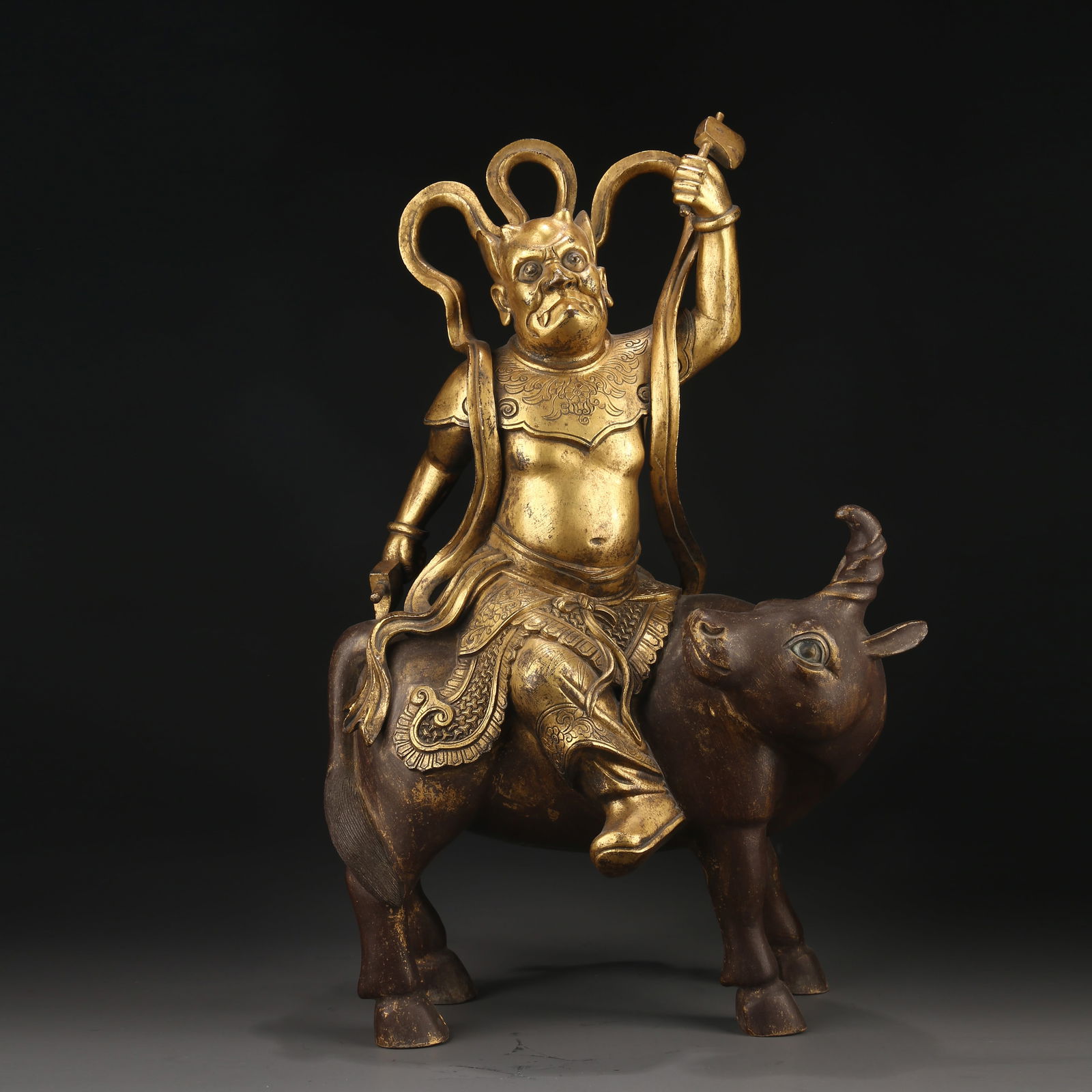 A GILT BRONZE STATUE OF DHARMA PROTECTOR (1 of 9)
