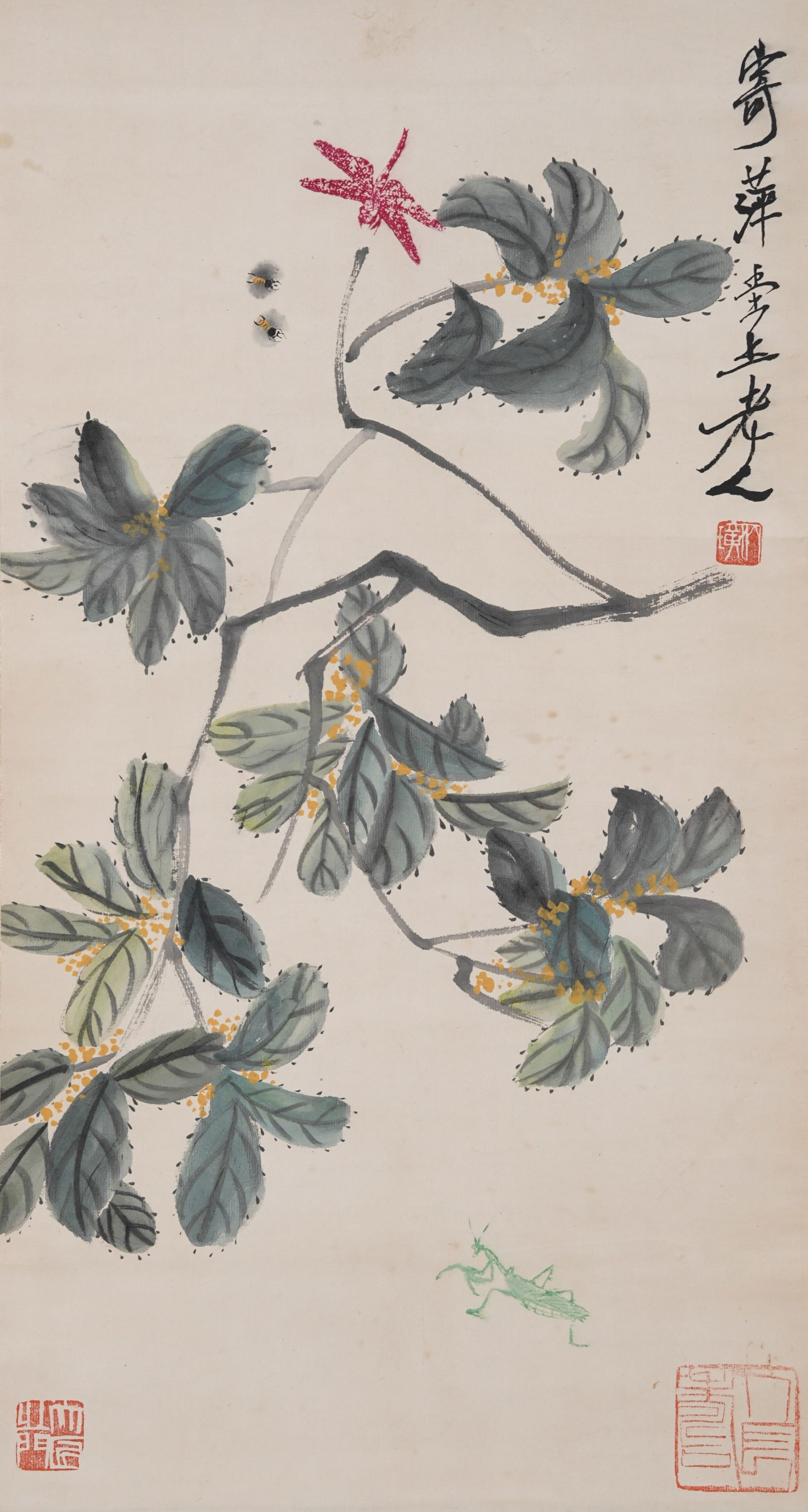 A FLOWER PAINTING ON PAPER BY QI BAISHI.齊白石 (1 of 9)
