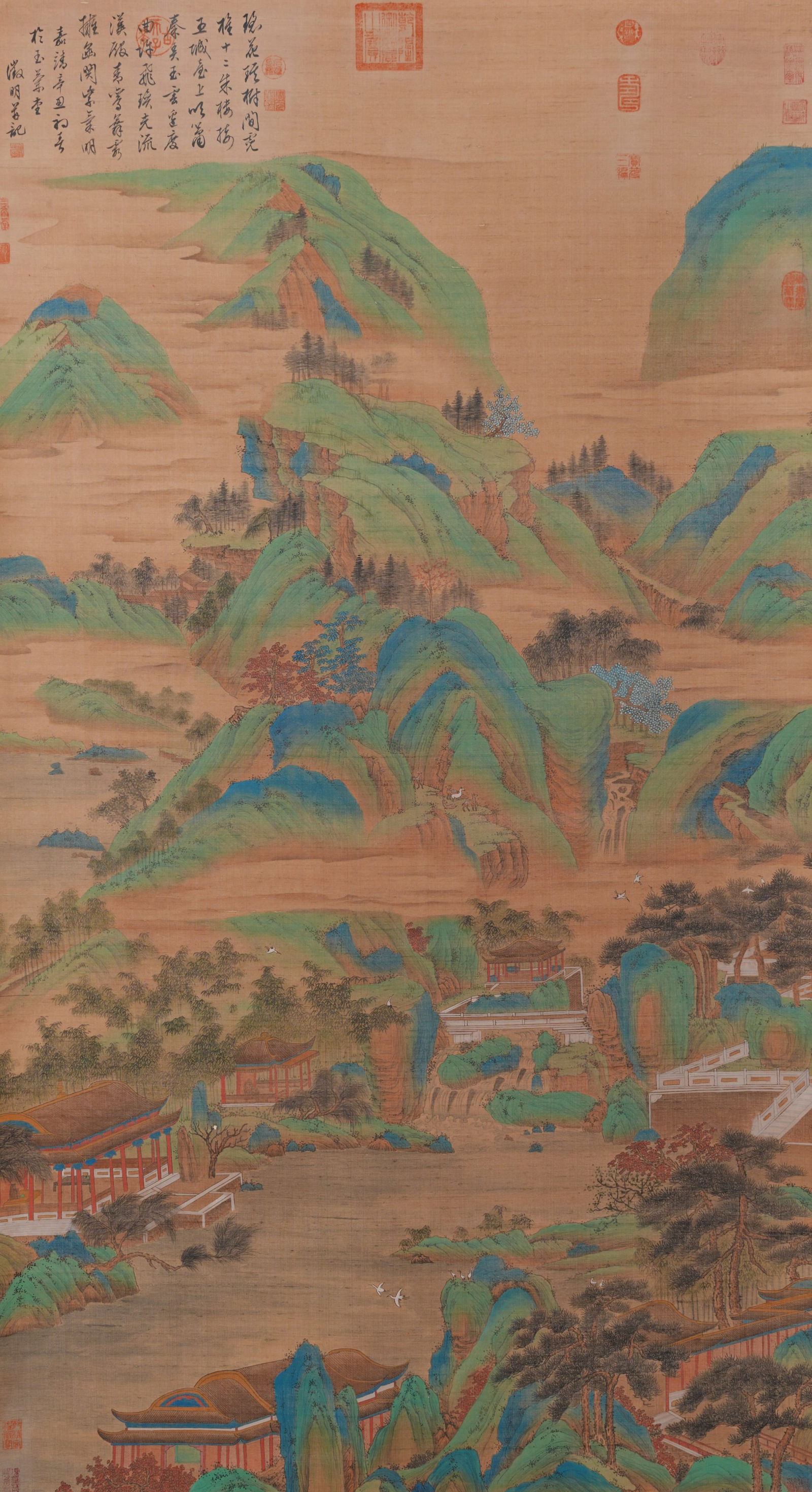A LANDSCAPE PAINTING ON SILK BY WEN ZHENGMING.文徵明 (1 of 11)