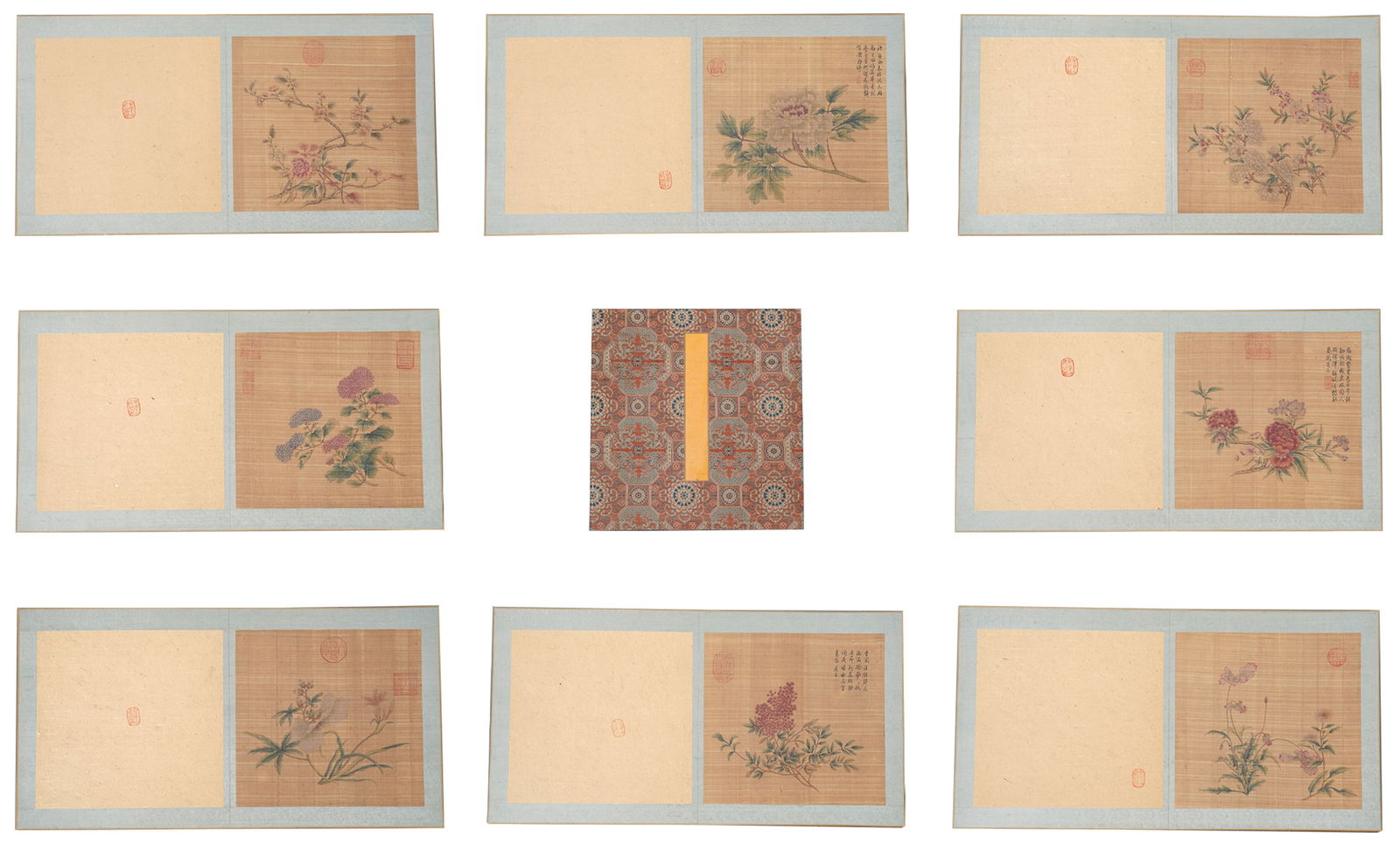 A FLOWER PAINTING ALBUM ON SILK BY QIAN WEICHENG (11 LEAVES).錢維城 (1 of 13)