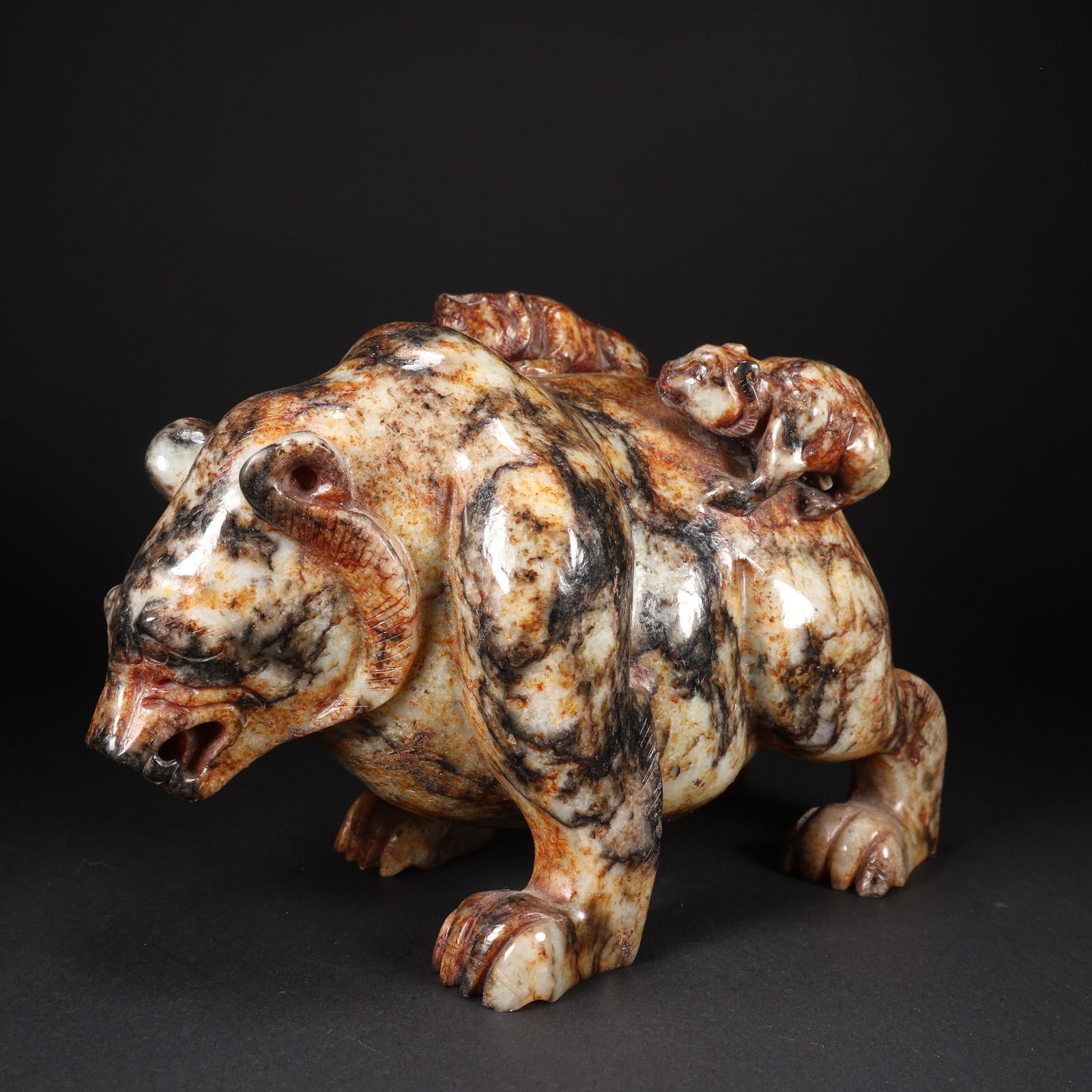 A HETIAN JADE THREE BEARS FIGURINE (1 of 9)