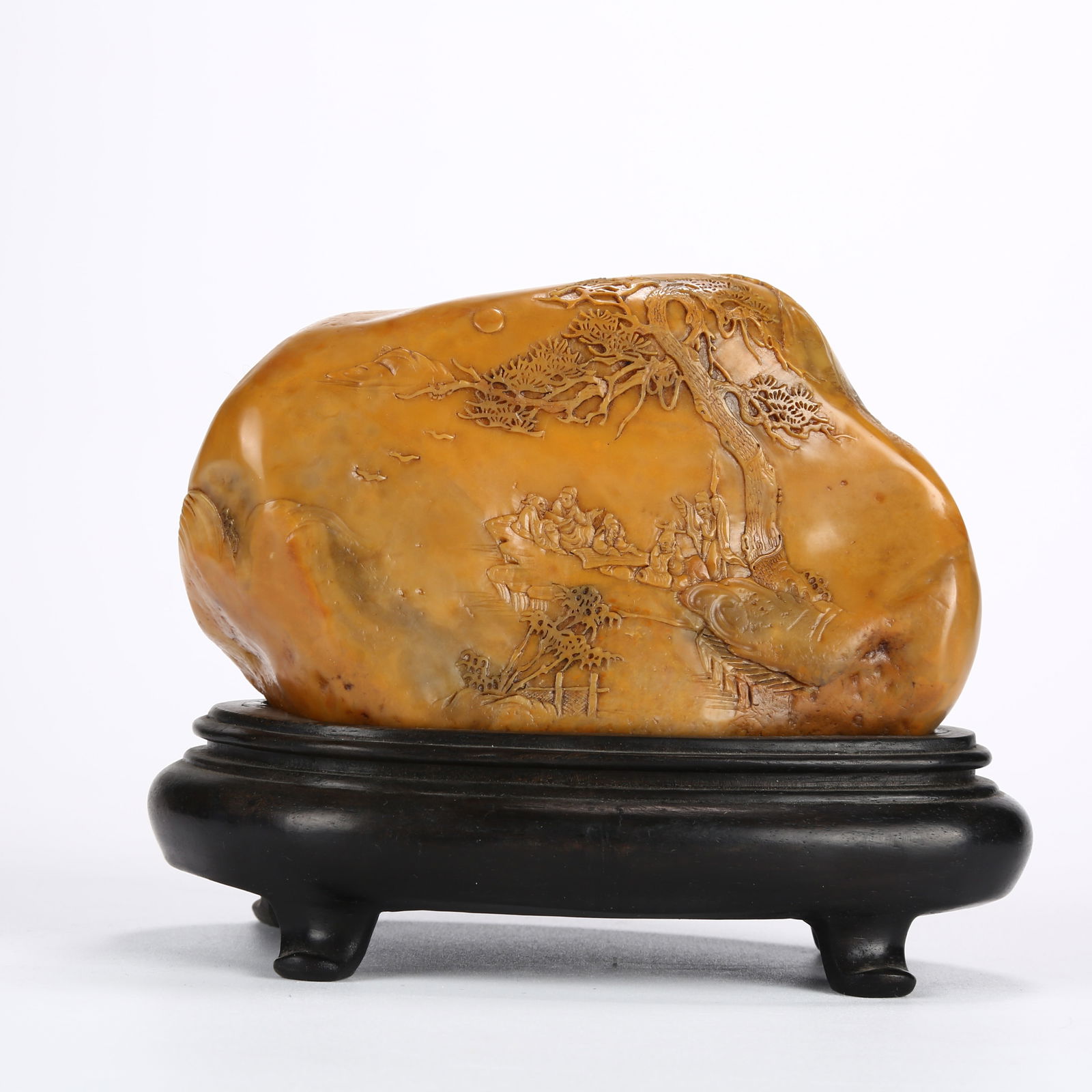 A SHOUSHAN TIANHUANG STONE SCHOLAR UNDER PINE TREE ORIGINAL STONE (1 of 8)