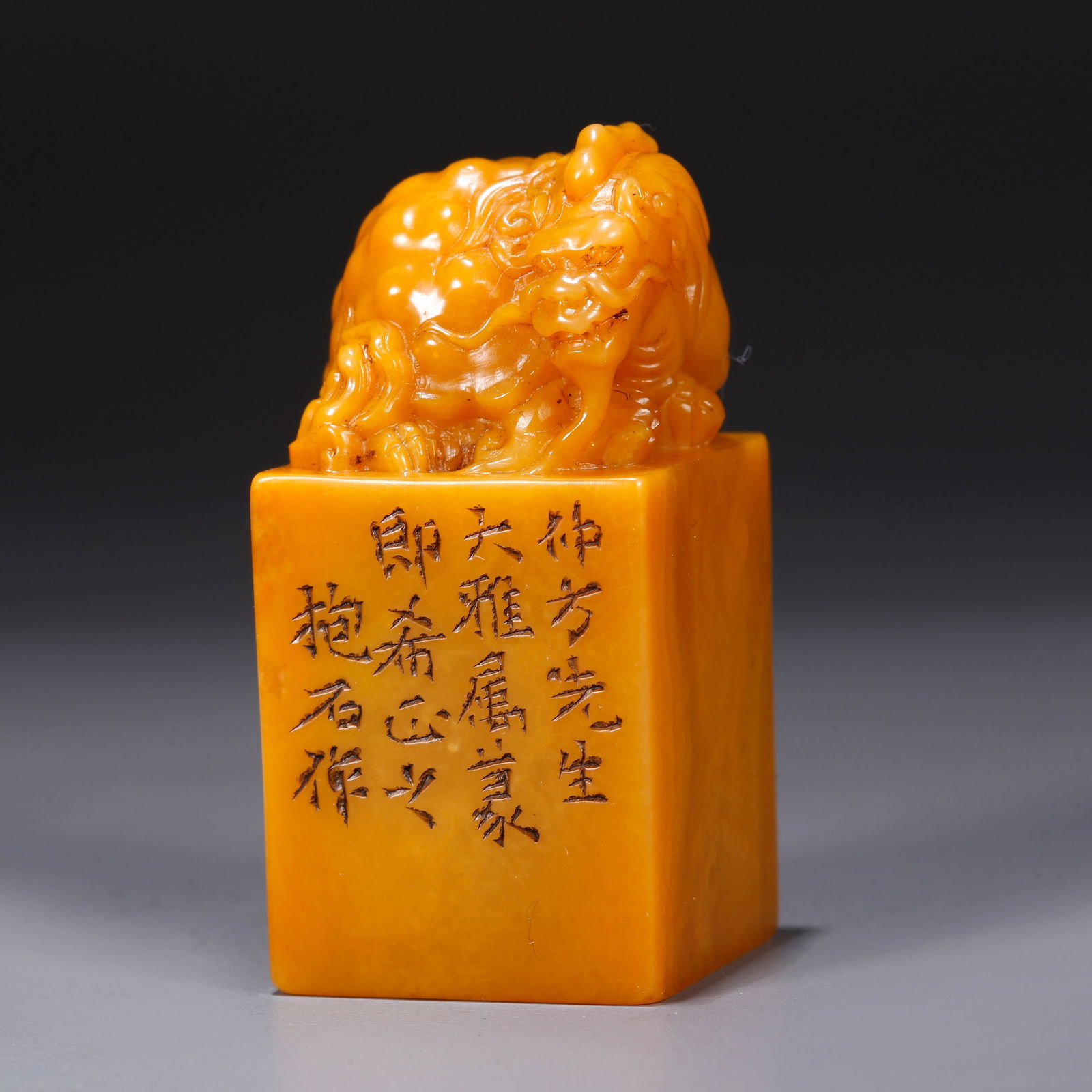 A SHOUSHAN TIANHUANG STONE CARVED DRAGON TURTLE KNOB SEAL (1 of 10)