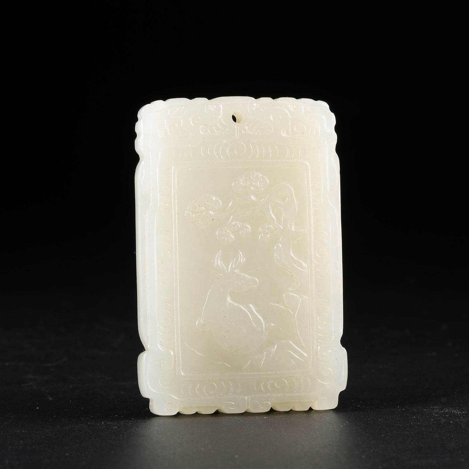 A HETIAN JADE PLAQUE WITH PINE AND DEER SCENE (1 of 7)