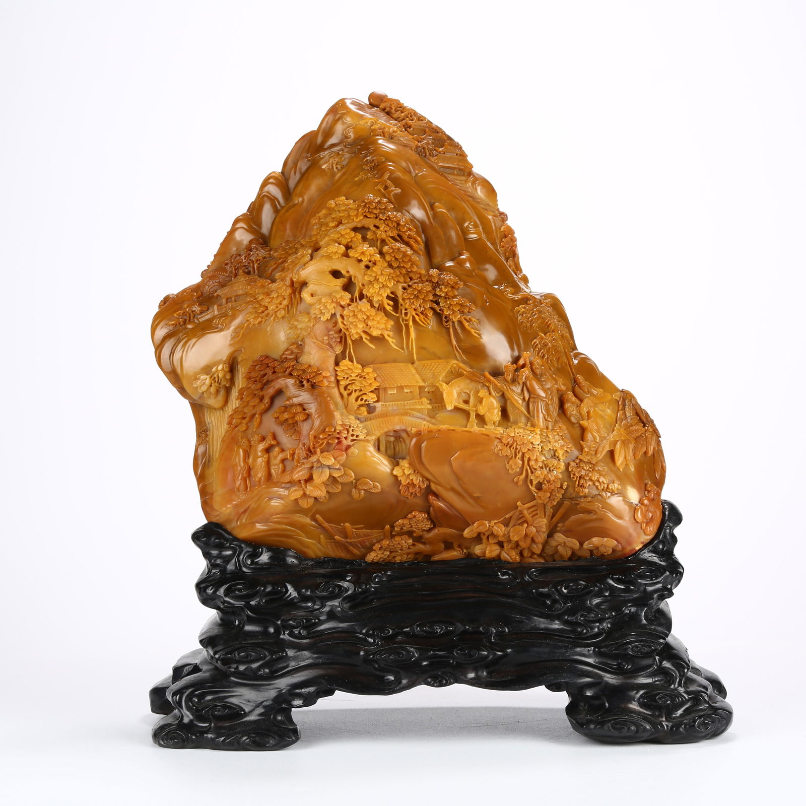 A SHOUSHAN TIANHUANG STONE MOUNTAIN SCULPTURE WITH "VISITING A FRIEND" SCENE (1 of 9)