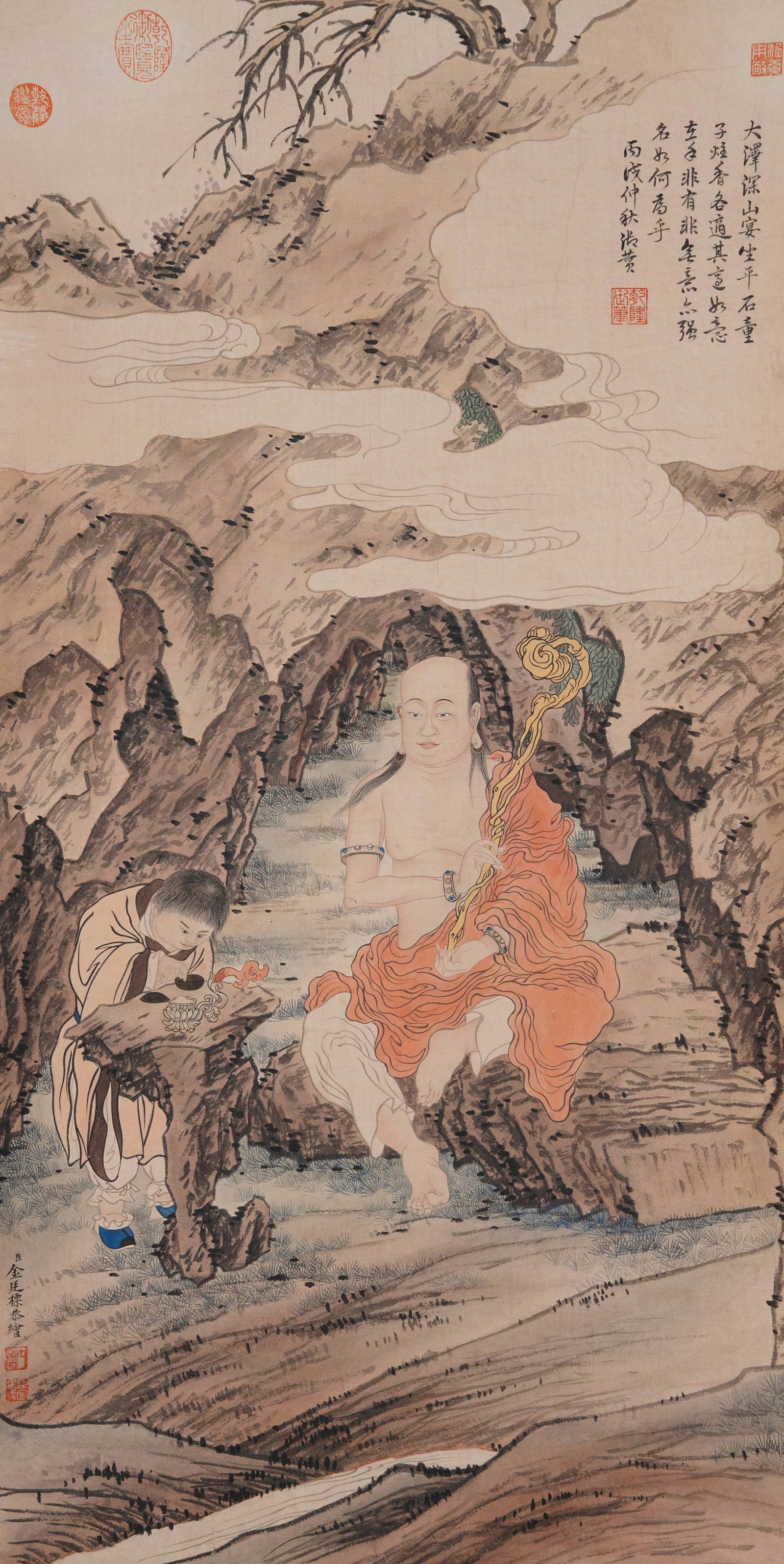 A FIGURE PAINTING ON PAPER BY JIN TINGBIAO.金廷標 (1 of 9)