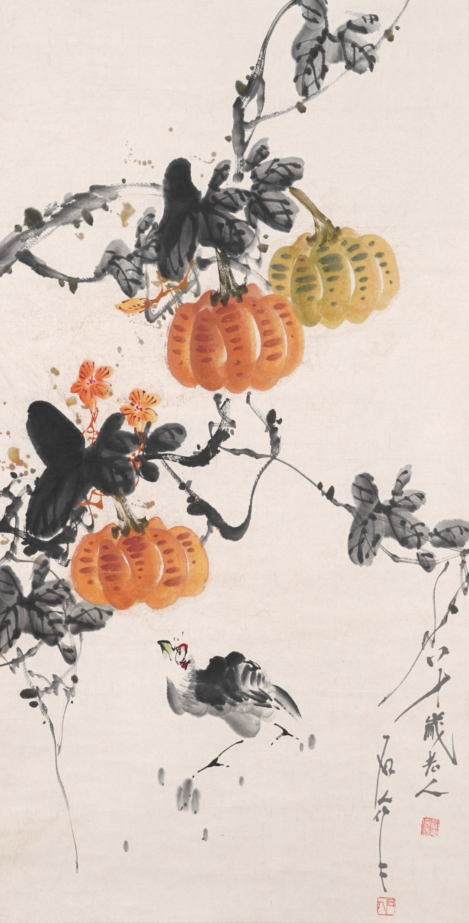 A FLOWER AND BIRD PAINTING ON PAPER BY JIA SHIREN.賈石仁 (1 of 9)