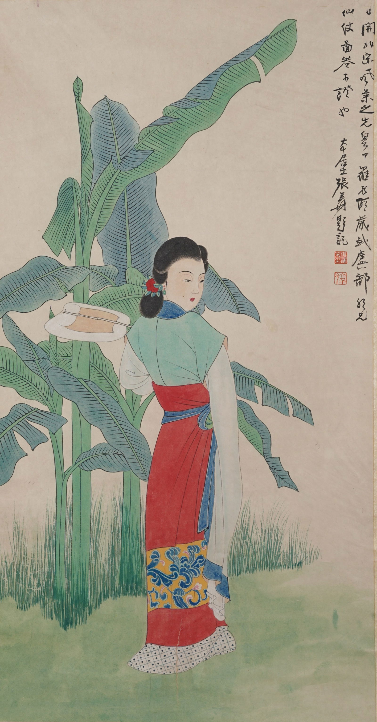 A PAINTING OF COURT LADIES ON PAPER BY ZHANG DAQIAN.張大千 (1 of 8)