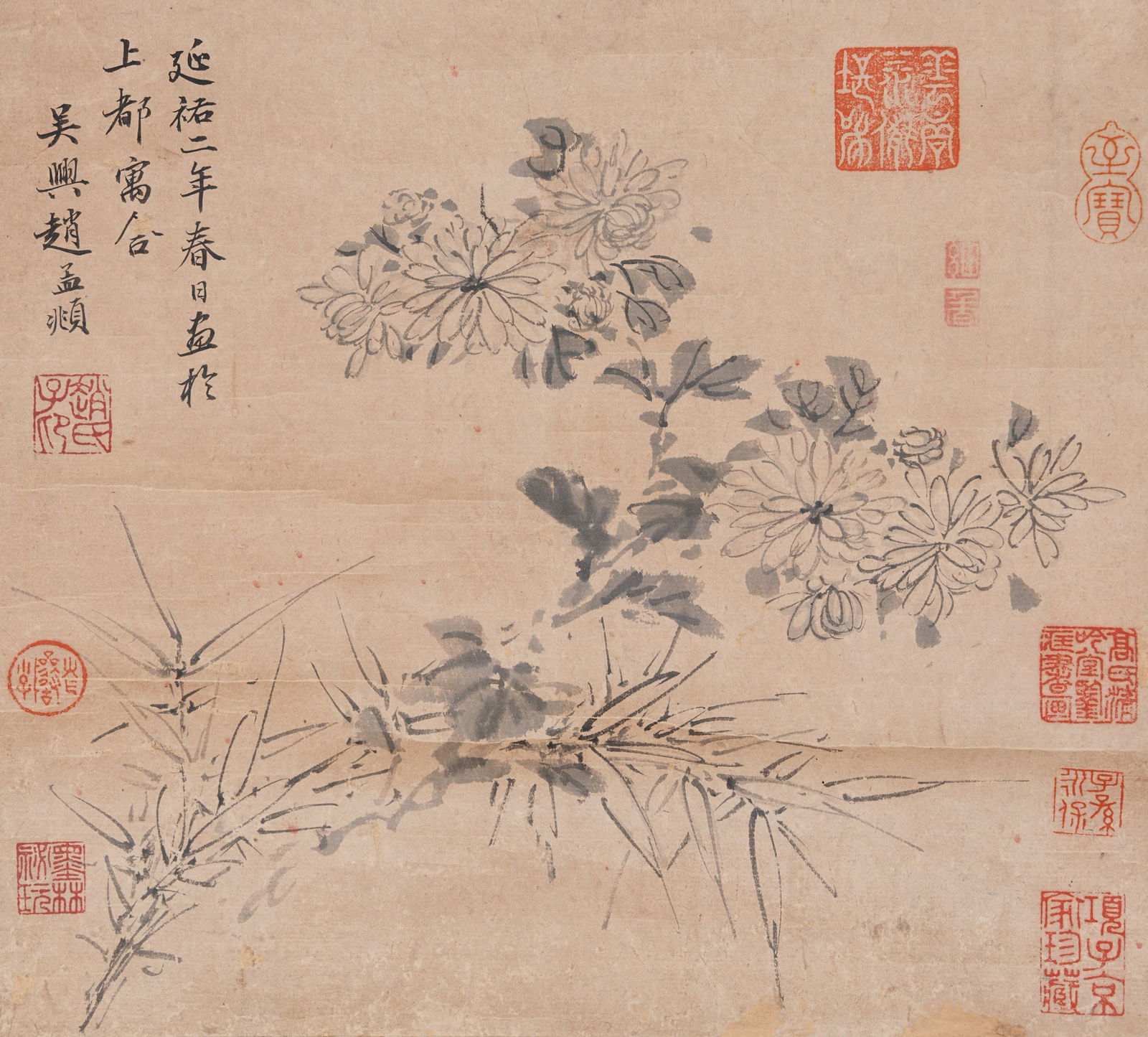 A FLOWER PAINTING ON PAPER BY ZHAO MENGFU.趙孟頫 (1 of 9)